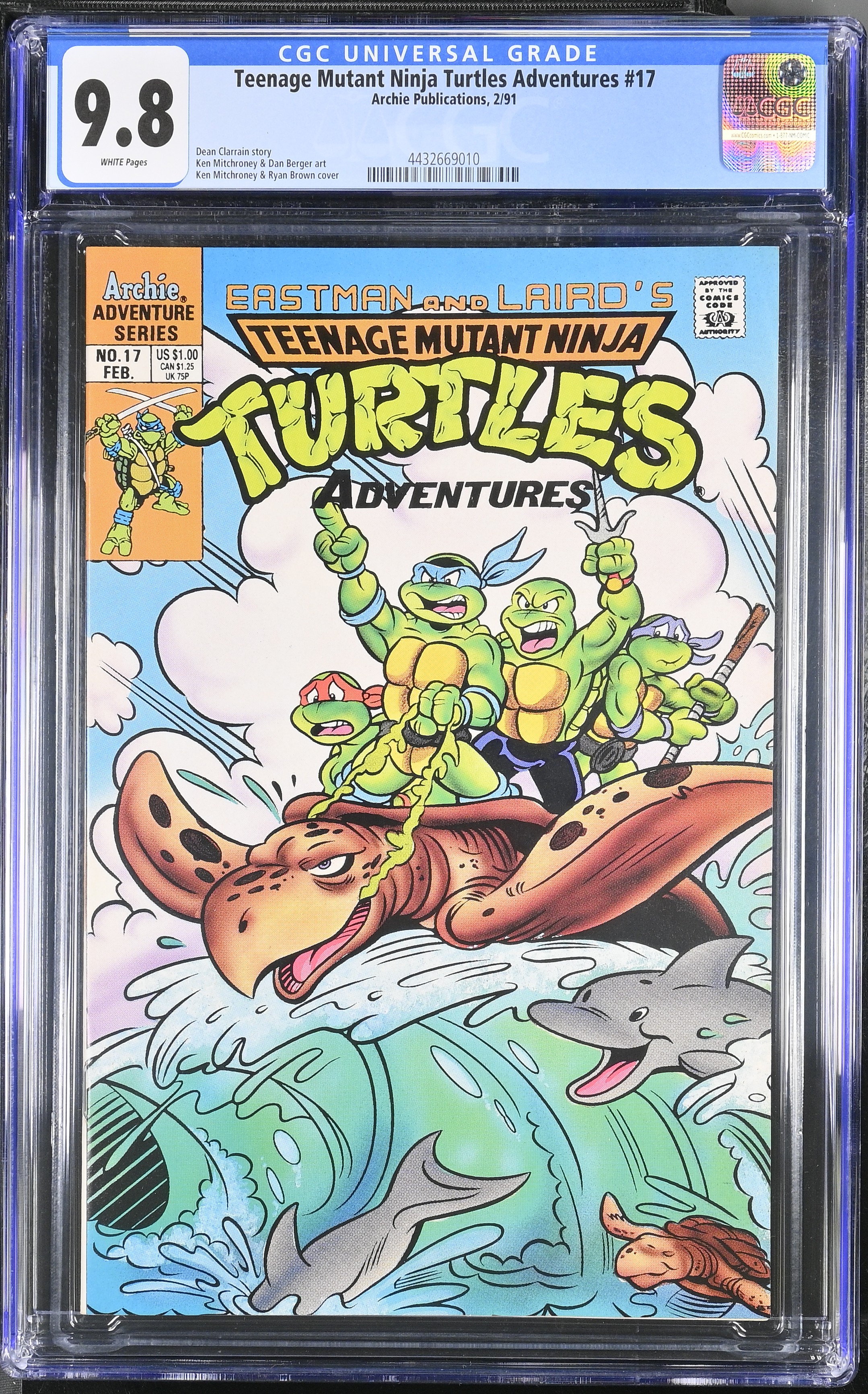 1991 Teenage Mutant Ninja Turtles Adventures #17 CGC 9.8 Archie Publications