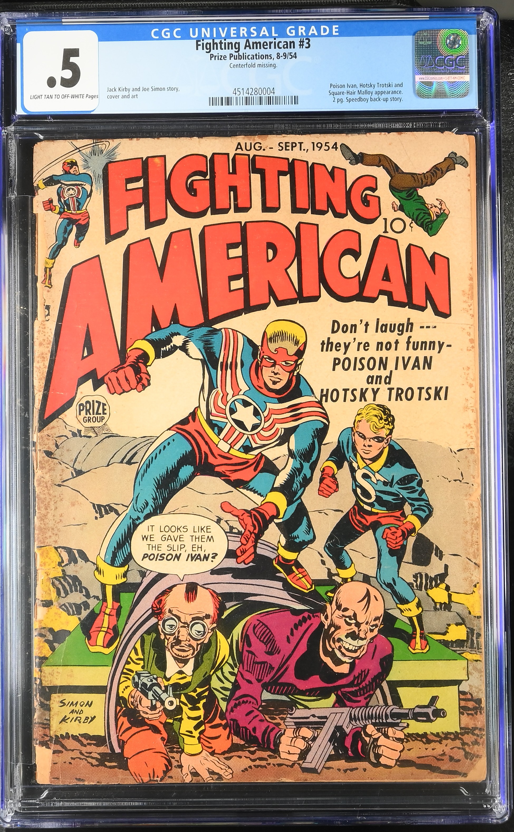 1954 Fighting American #3 CGC 0.5 Prize Publications
