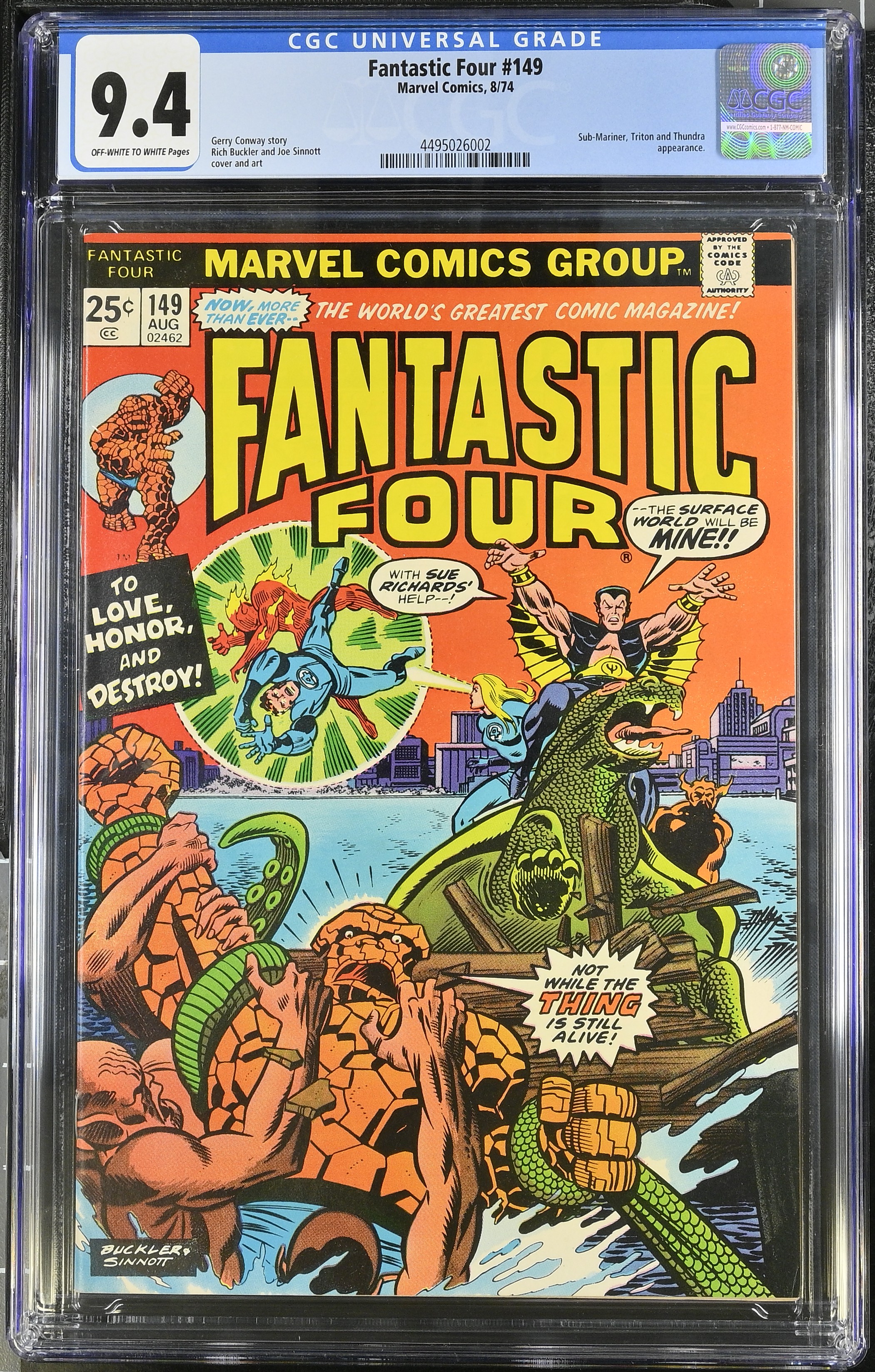 1974 Fantastic Four #149 CGC 9.4 Marvel Comics