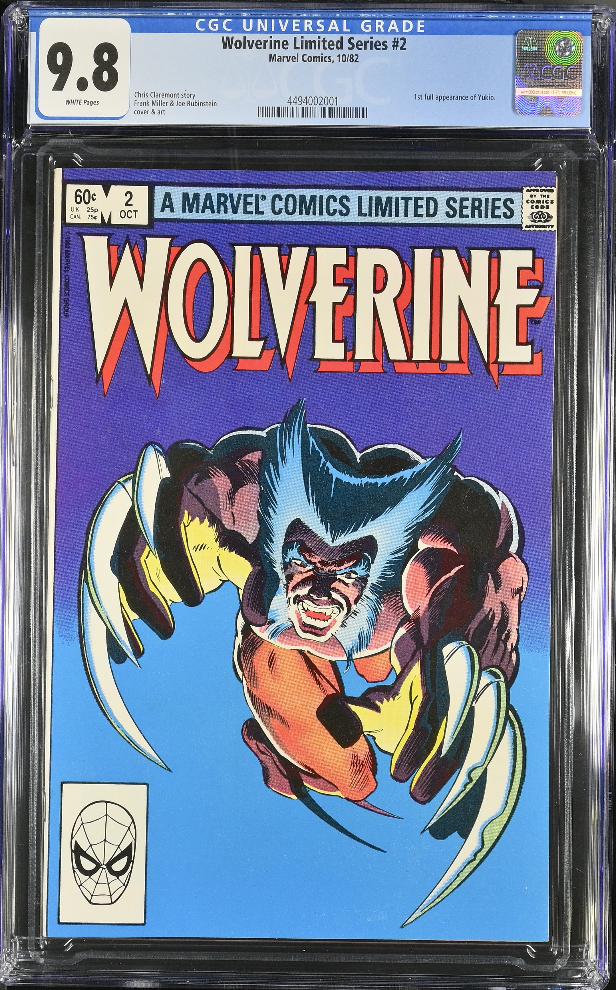 1982 Wolverine Limited Series #2 CGC 9.8 Marvel Comics