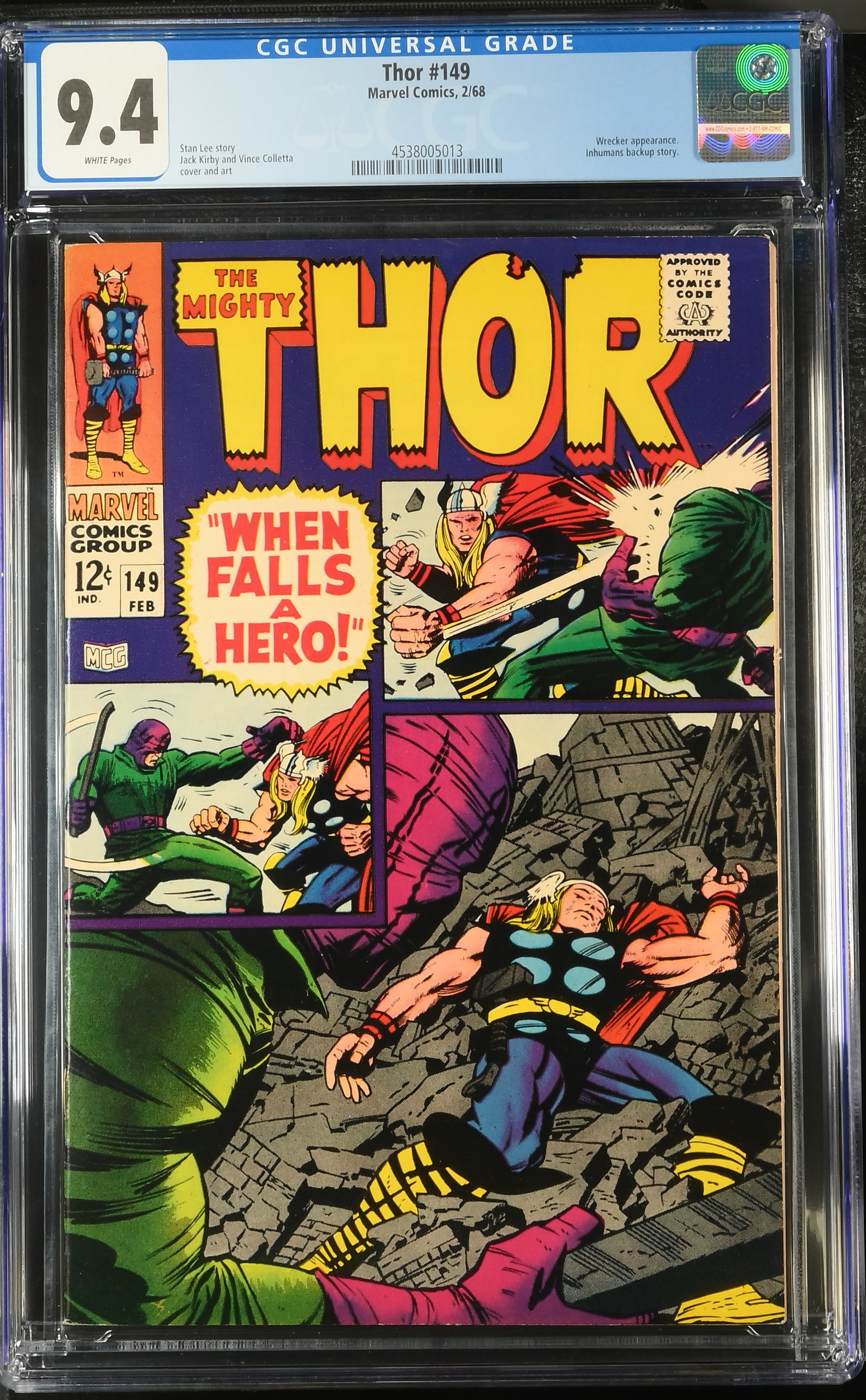 1968 Thor #149 CGC 9.4 Marvel Comics