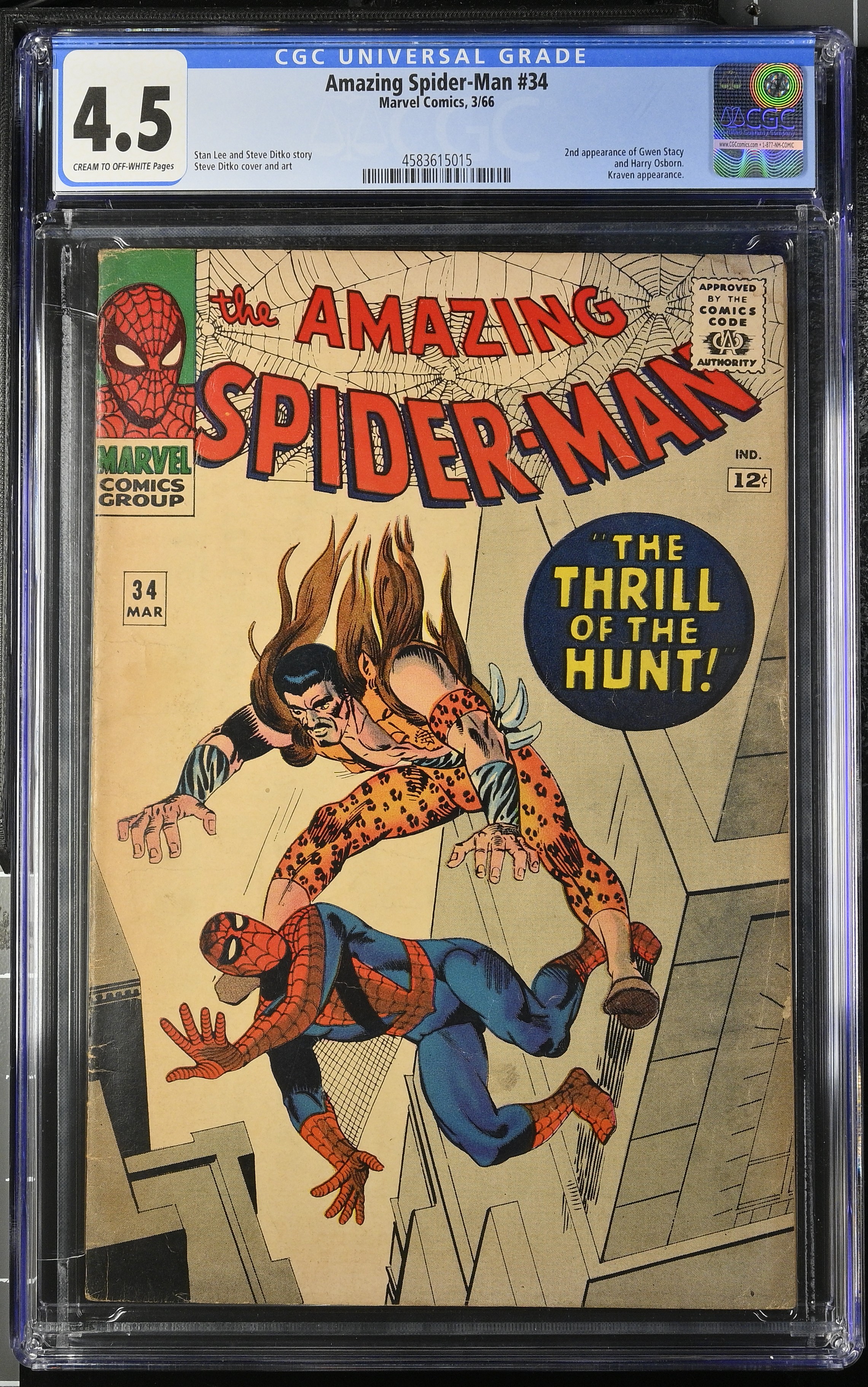 1966 Amazing Spider-Man #34 CGC 4.5 Marvel Comics