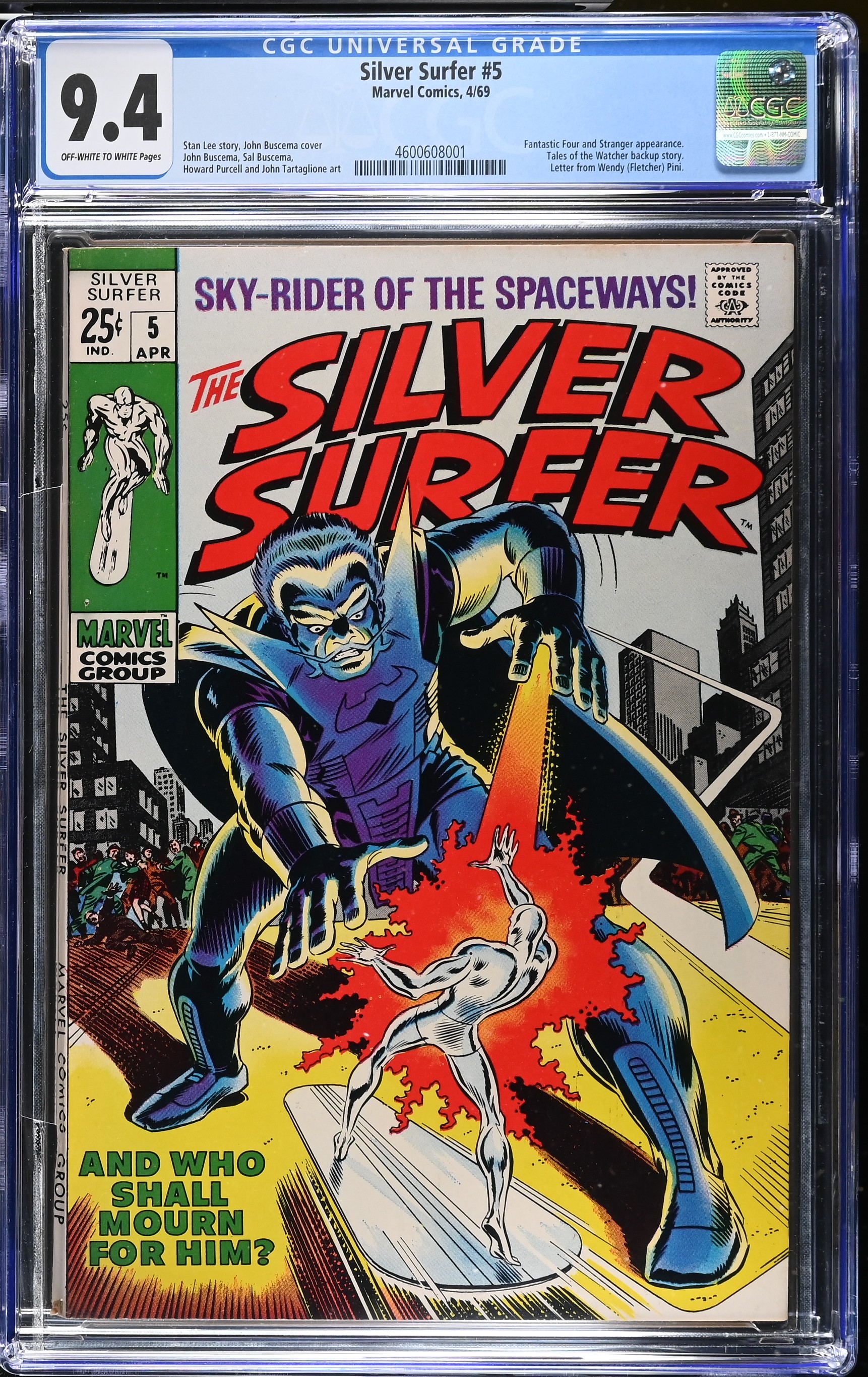 1969 Silver Surfer #5 CGC 9.4 Marvel Comics