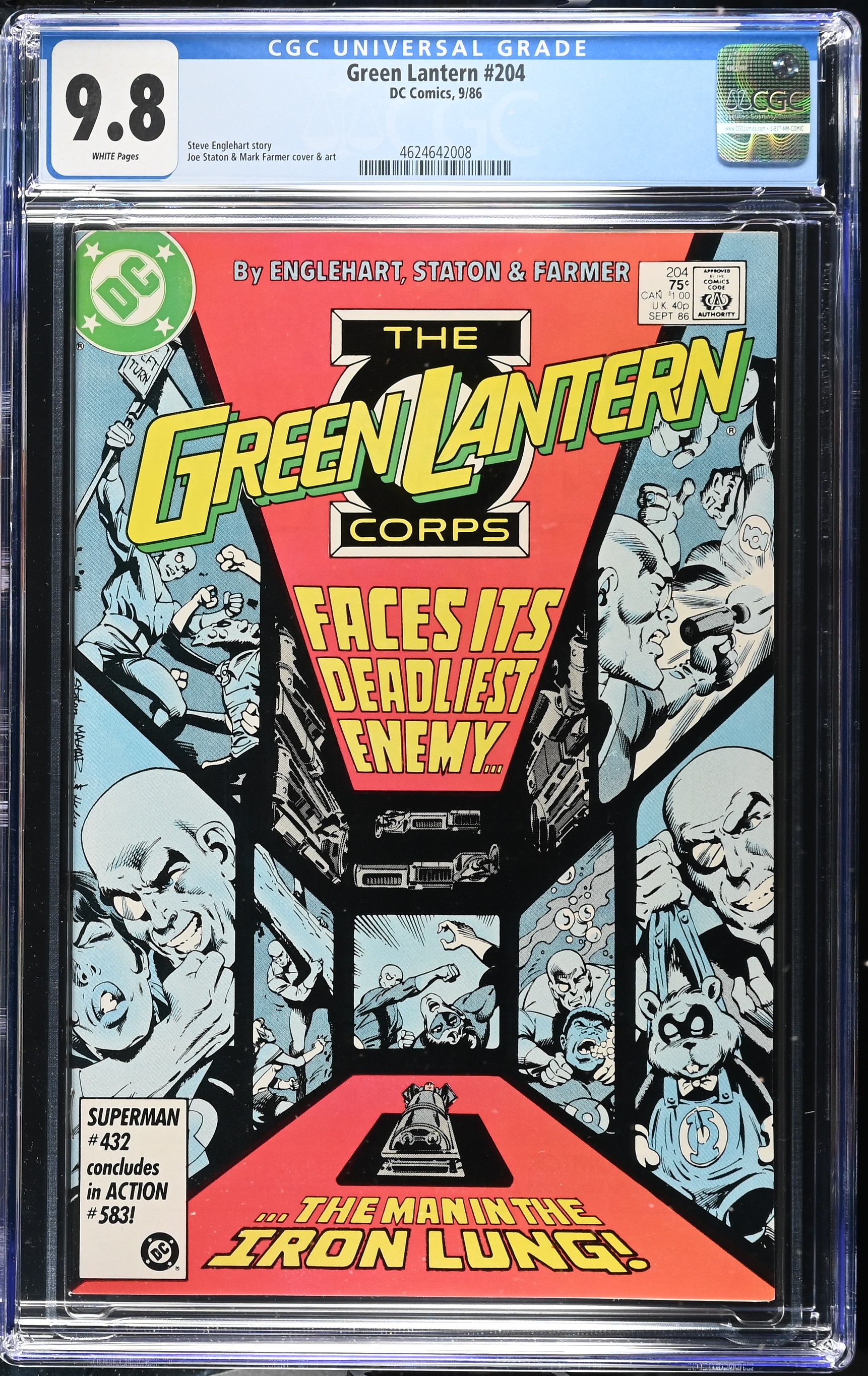 1986 Green Lantern #204 CGC 9.8 DC Comics