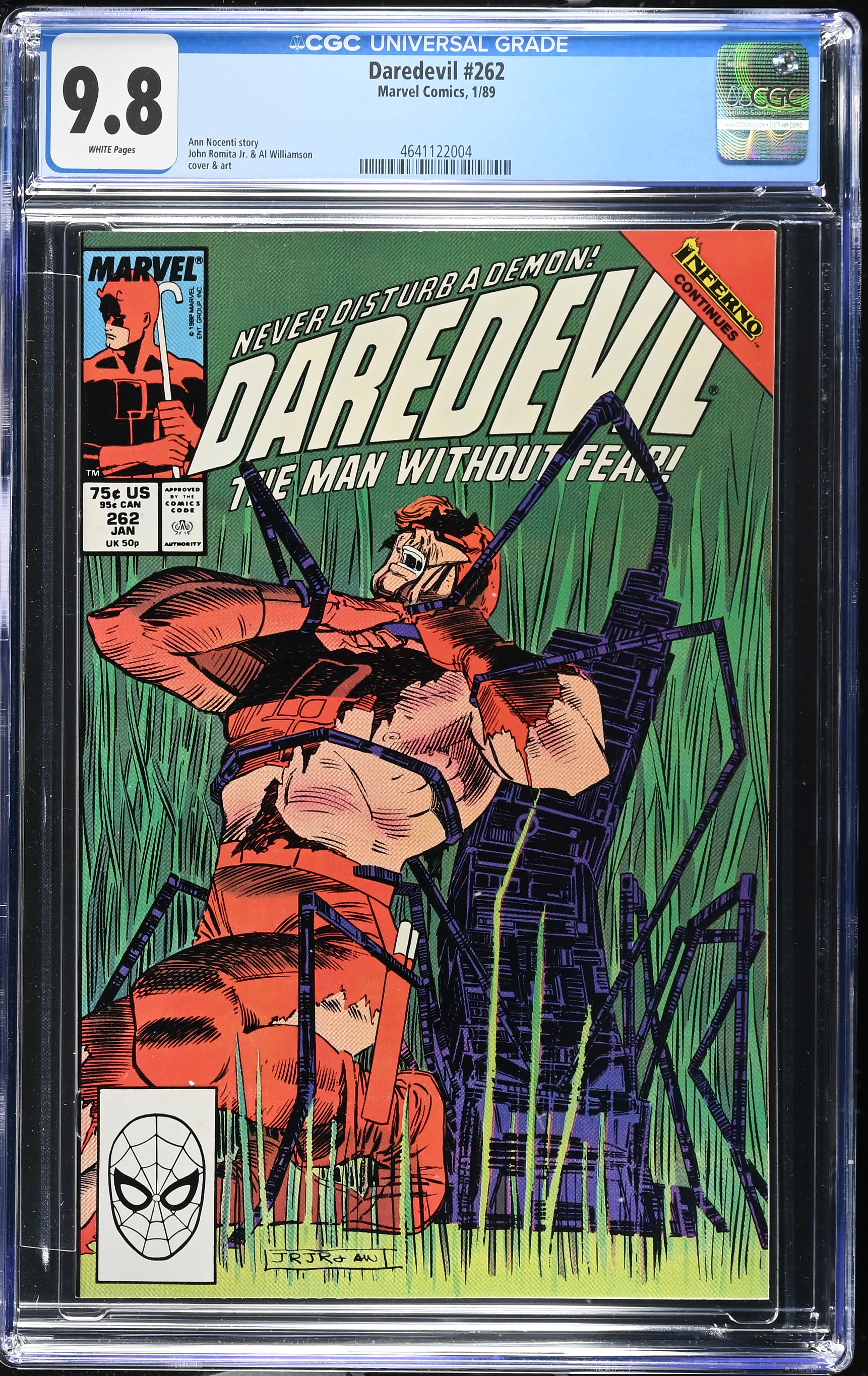 1989 Daredevil #262 CGC 9.8 Marvel Comics