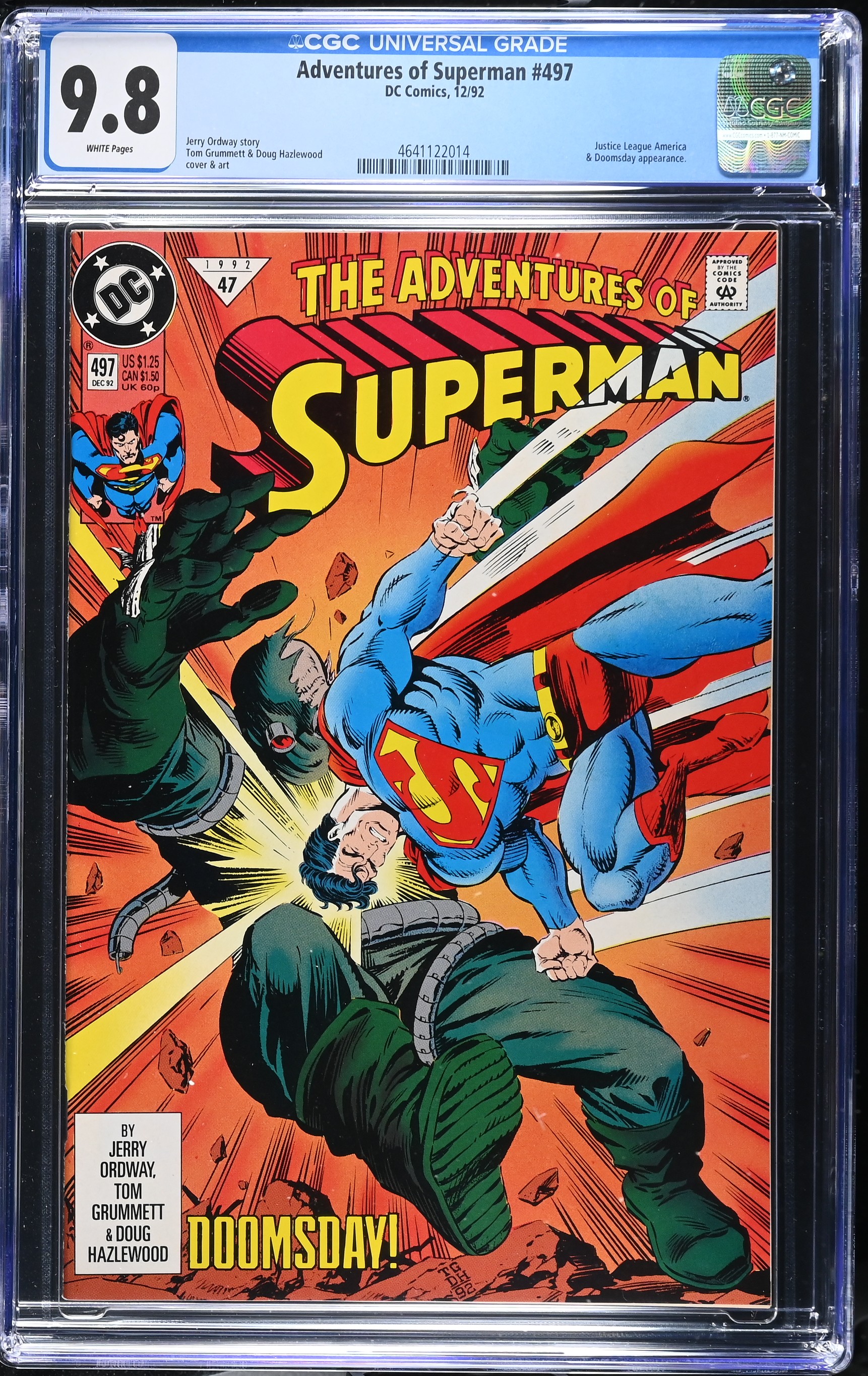 1992 Adventures of Superman #497 CGC 9.8 DC Comics