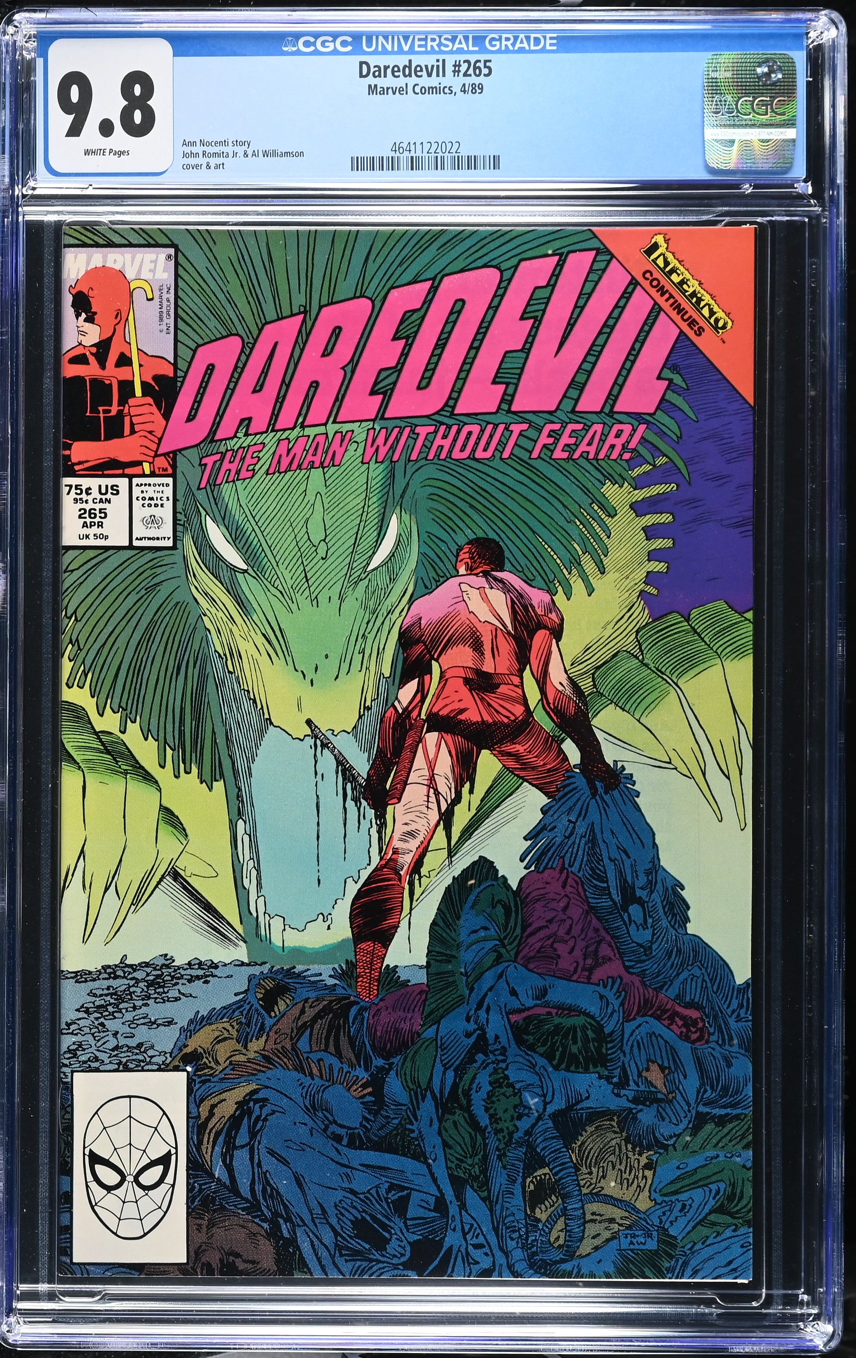 1989 Daredevil #265 CGC 9.8 Marvel Comics