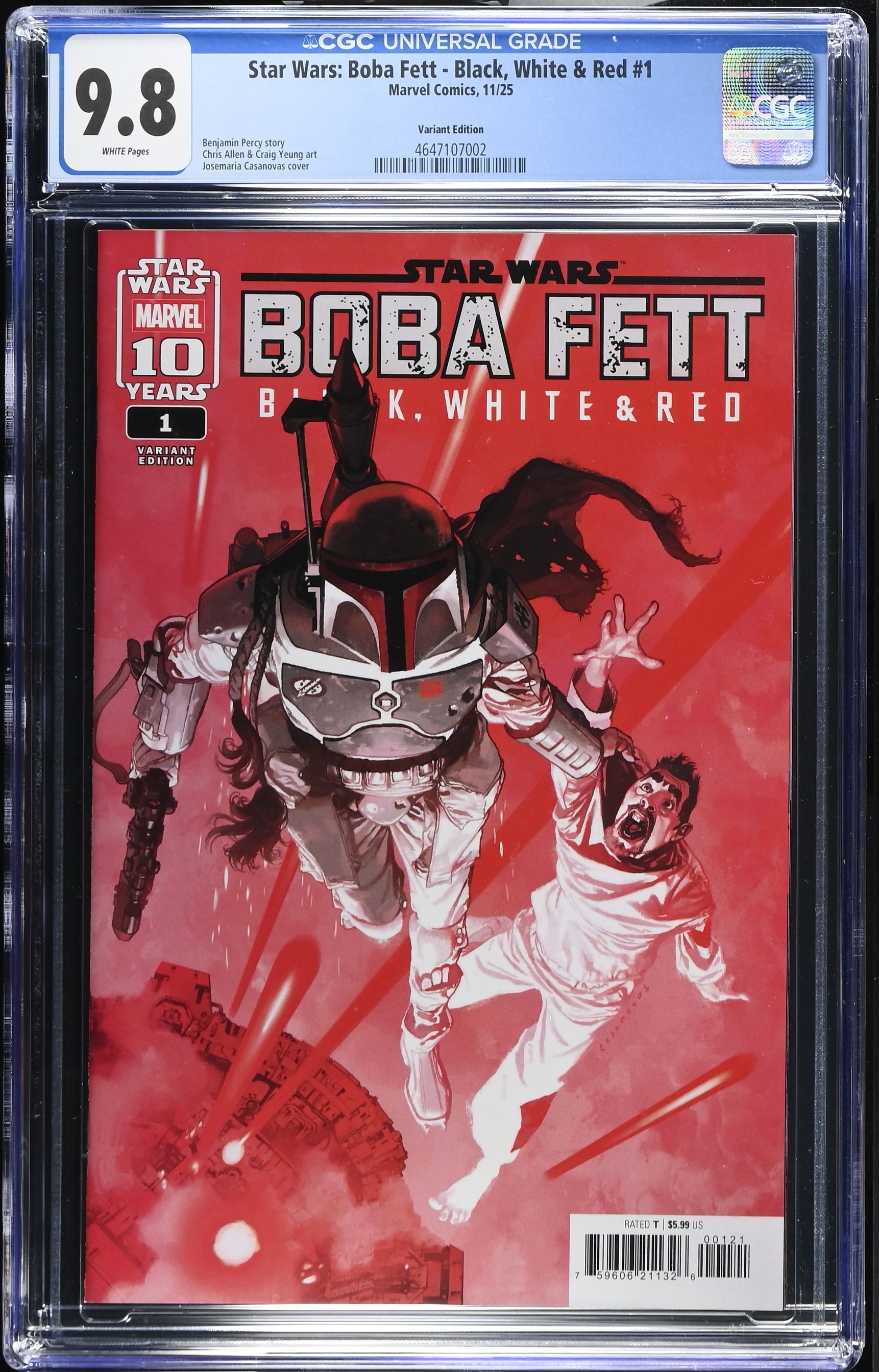 Marvel Comics Star Wars: Boba Fett — Black, White & Red #1 (Casanovas Cover) CGC 9.8