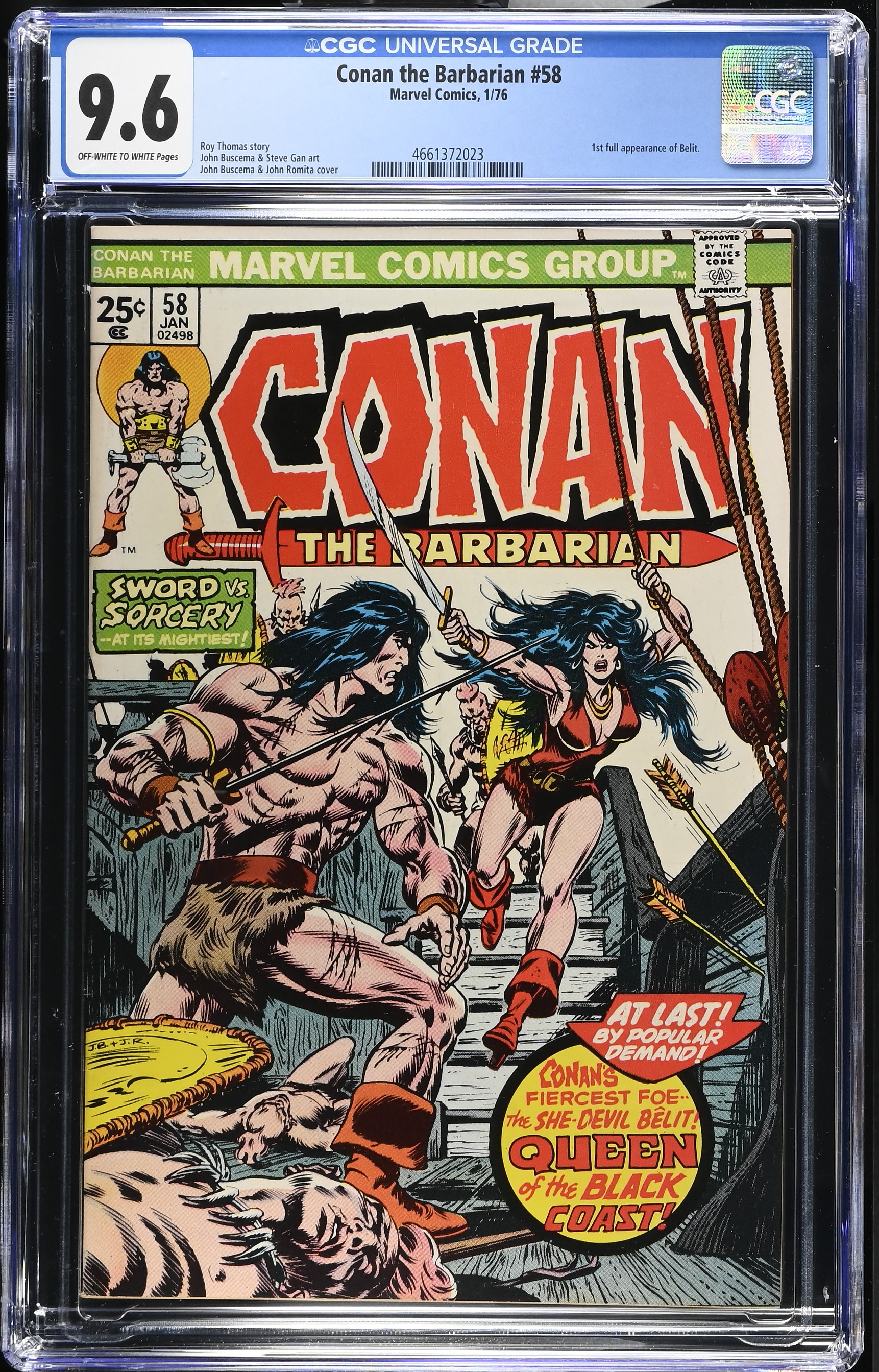 1976 Conan the Barbarian #58 CGC 9.6 Marvel Comics