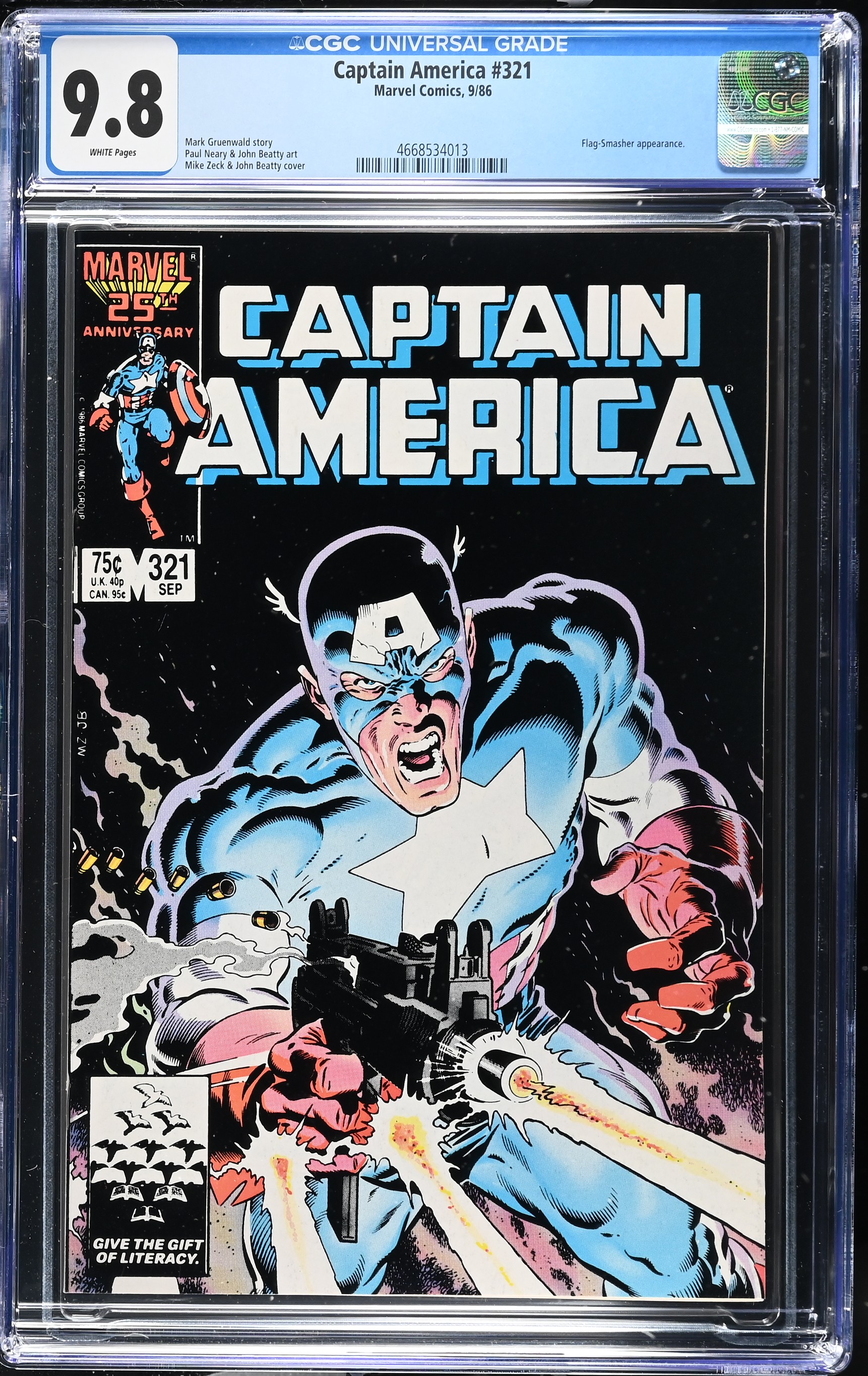 1986 Captain America #321 CGC 9.8 Marvel Comics