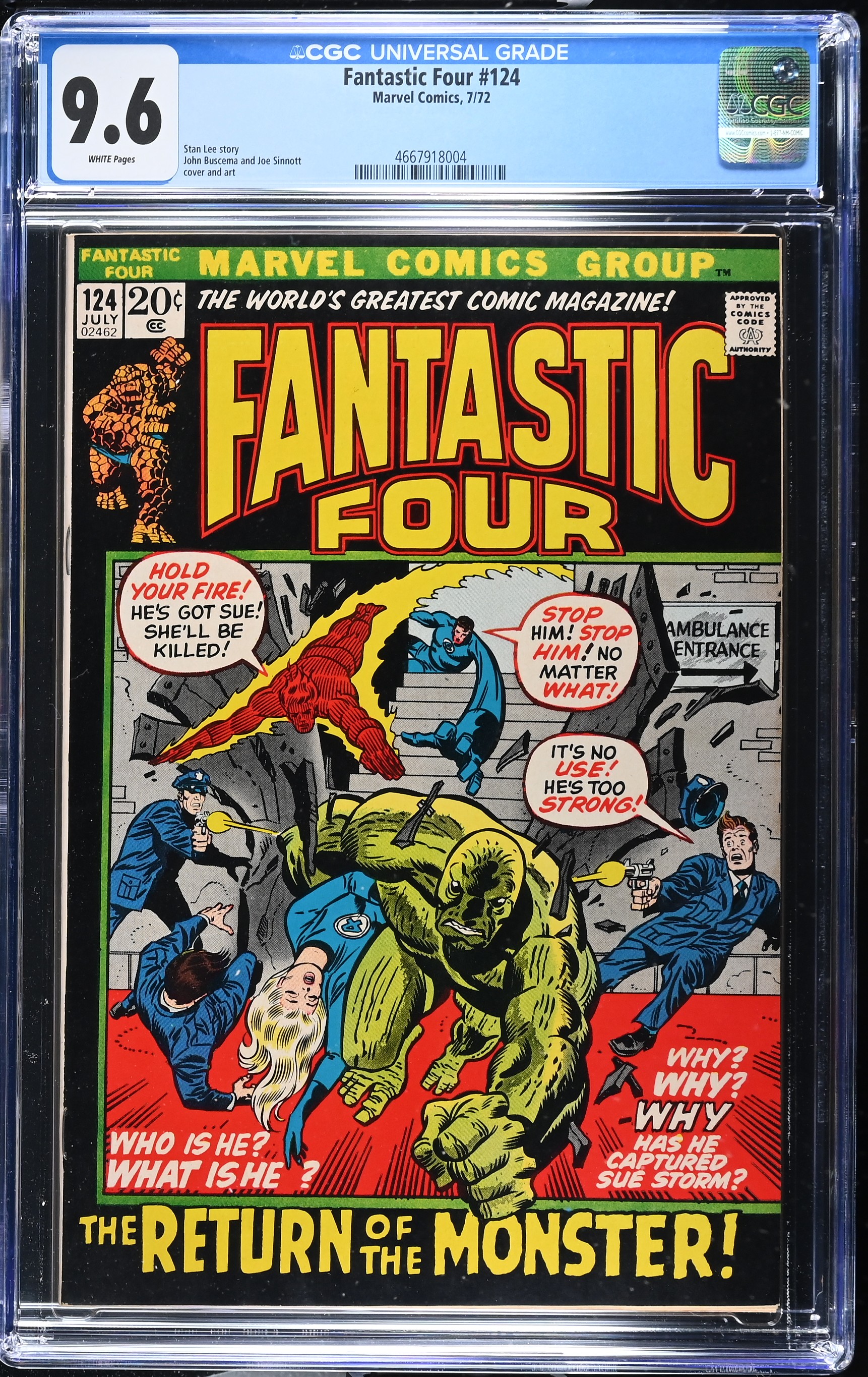 1972 Fantastic Four #124 CGC 9.6 Marvel Comics