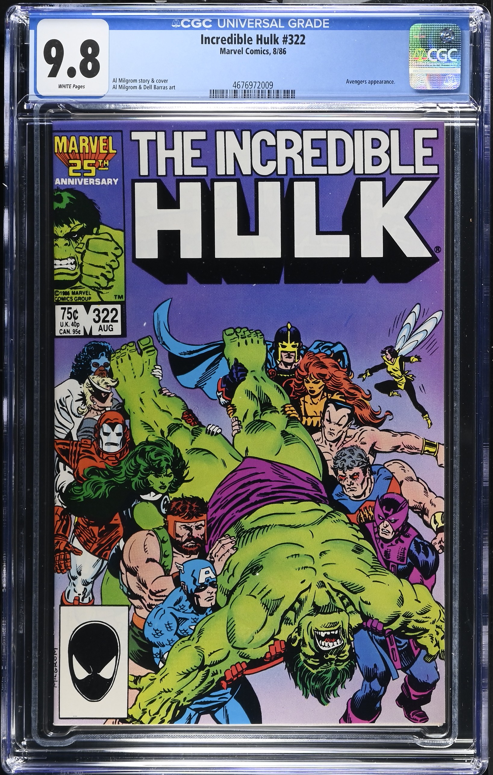 1986 Incredible Hulk #322 CGC 9.8 Marvel Comics