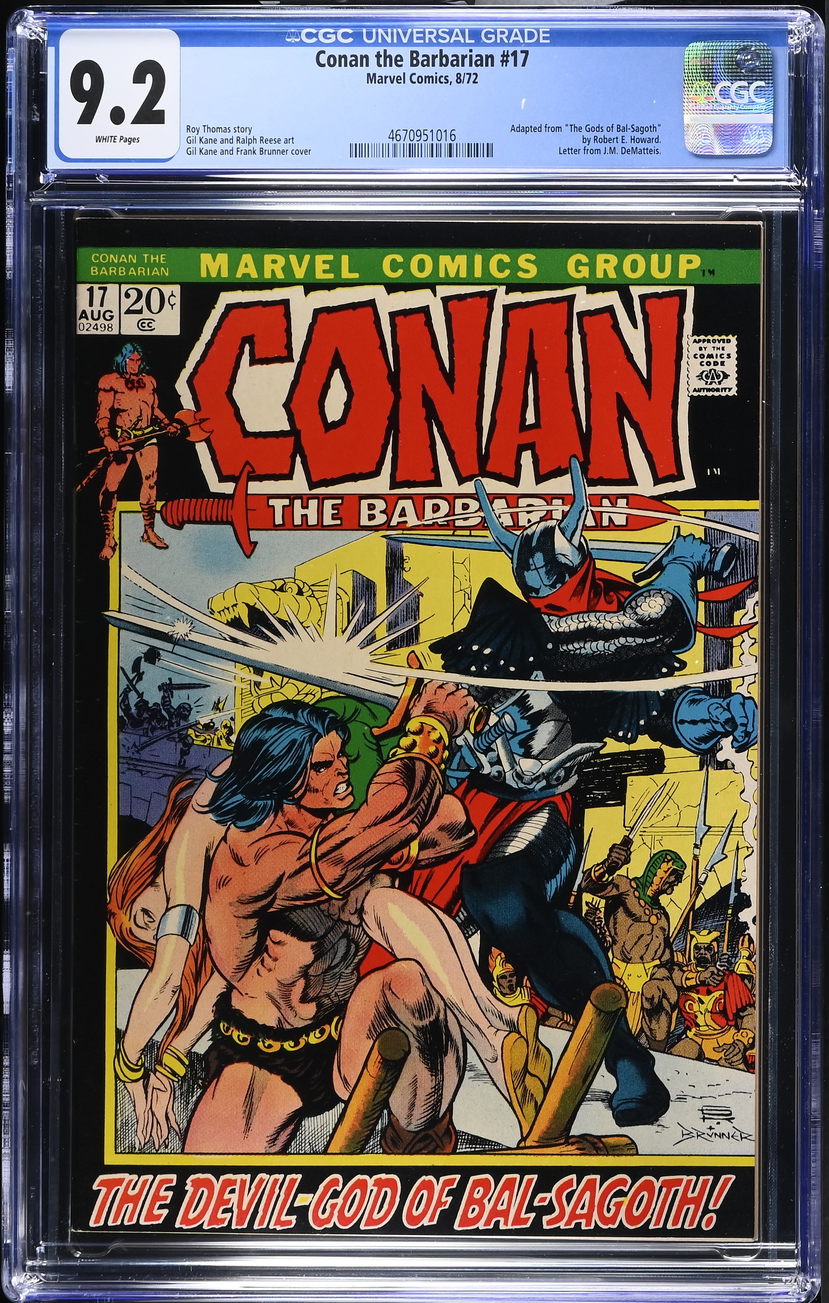 1972 Conan the Barbarian #17 CGC 9.2 Marvel Comics