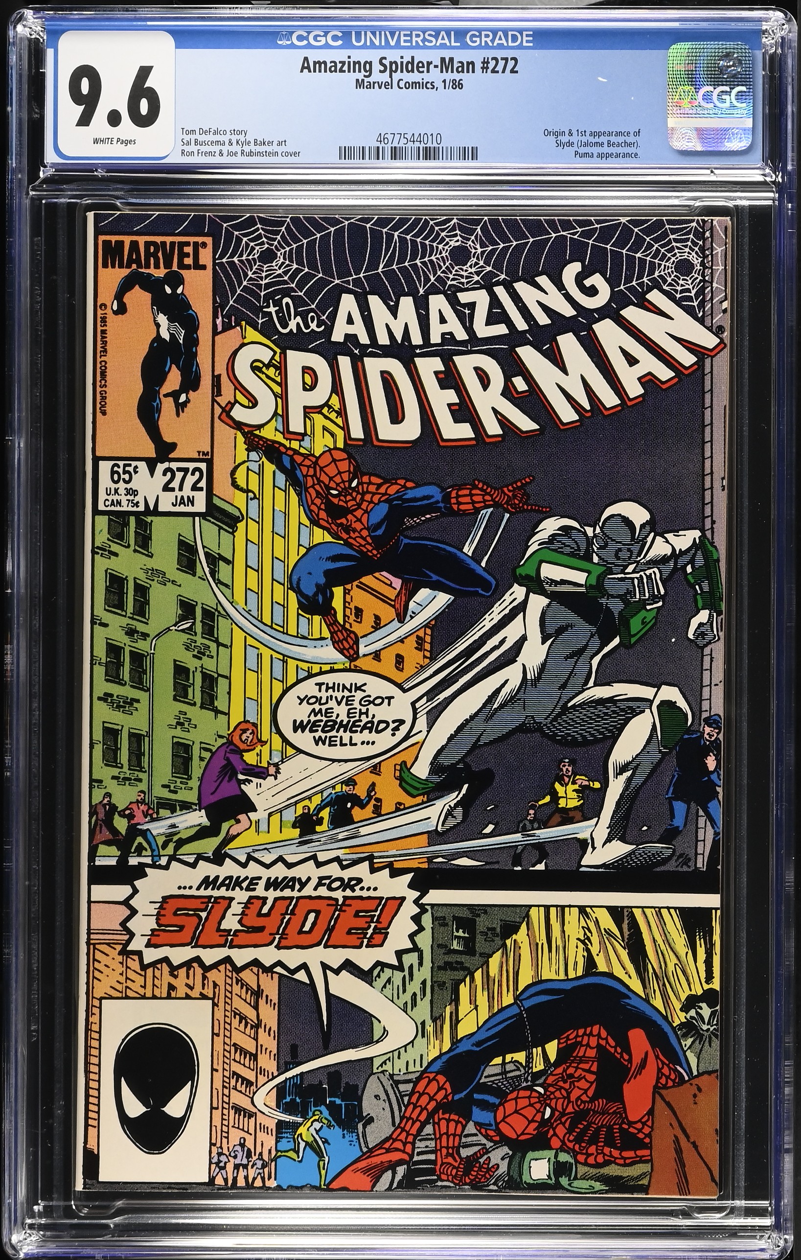 1986 Amazing Spider-Man #272 CGC 9.6 Marvel Comics