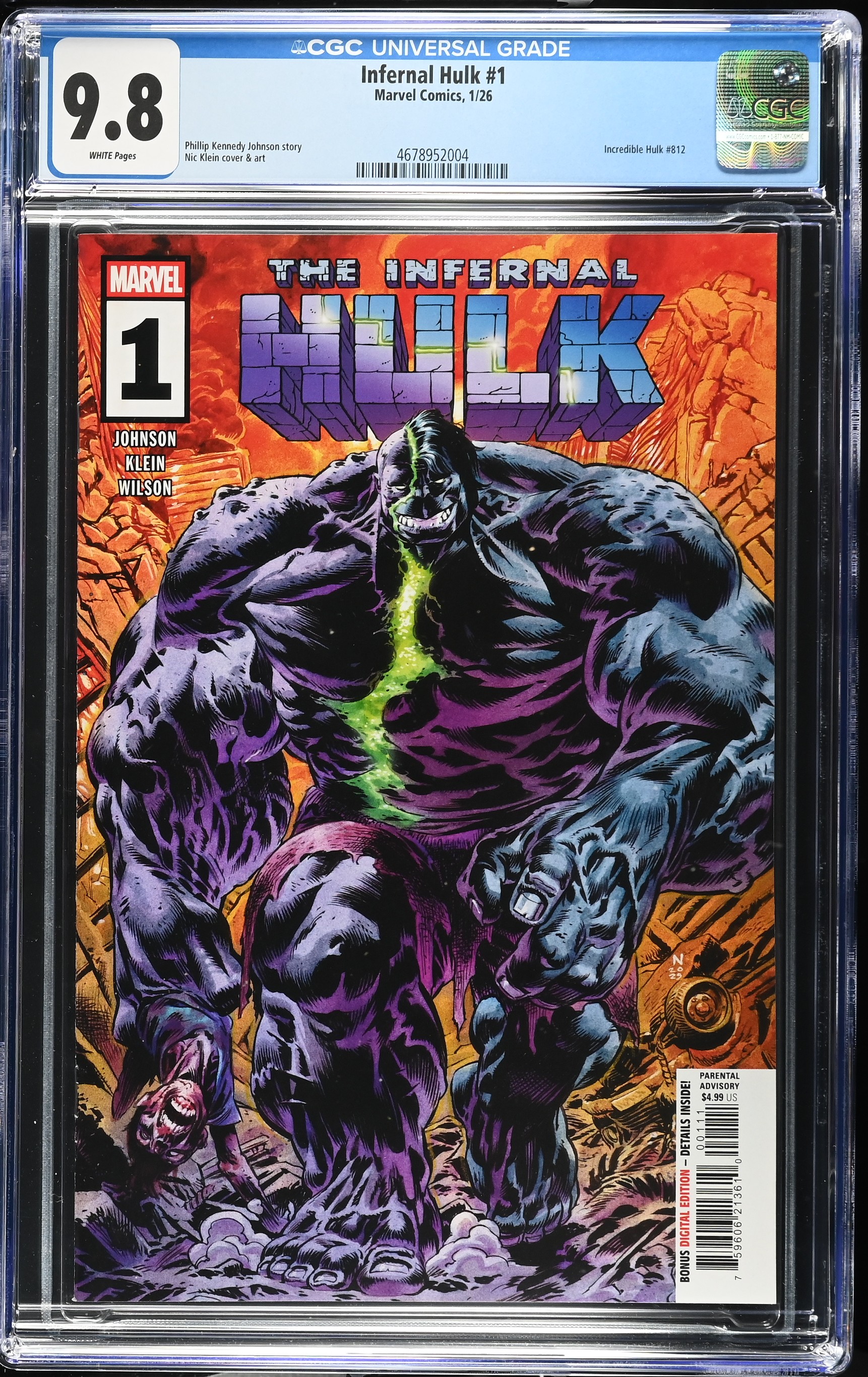 Marvel Comics The Infernal Hulk #1 Nic Klein Main Cover CGC 9.8
