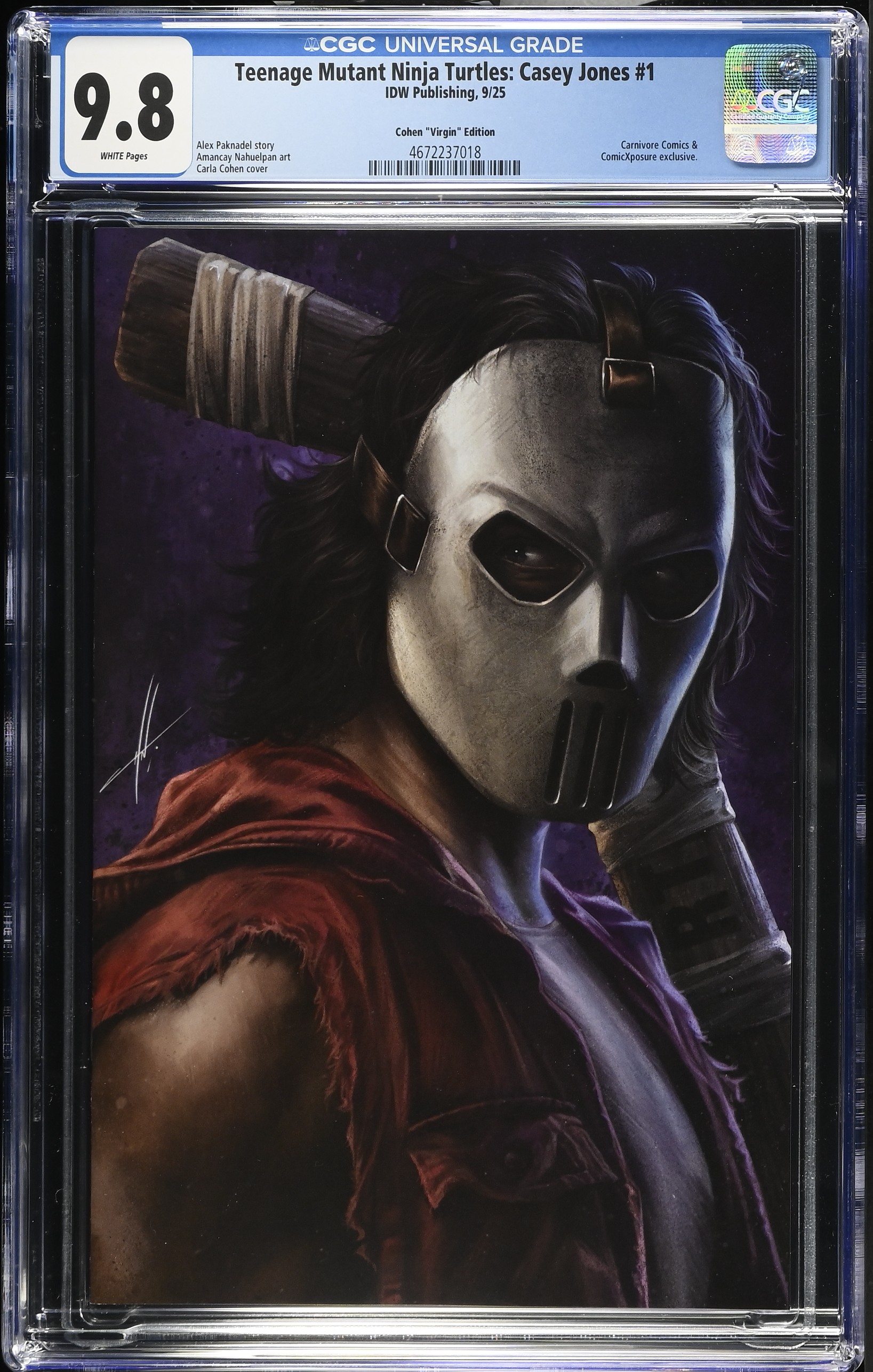 Teenage Mutant Ninja Turtles Casey Jones #1 Carla Cohen Foil Virgin Variant CGC 9.8