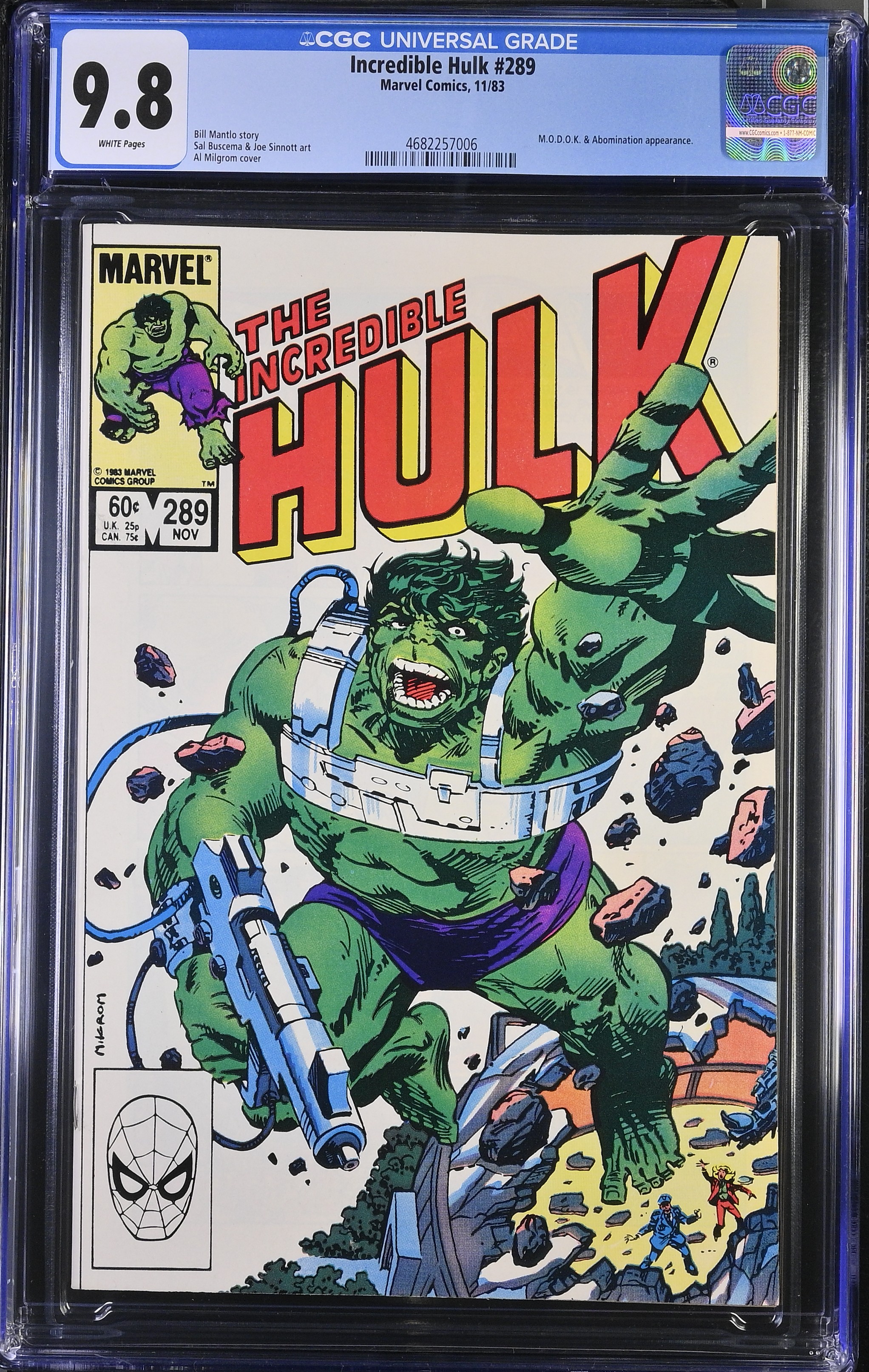 1983 Incredible Hulk #289 CGC 9.8 Marvel Comics