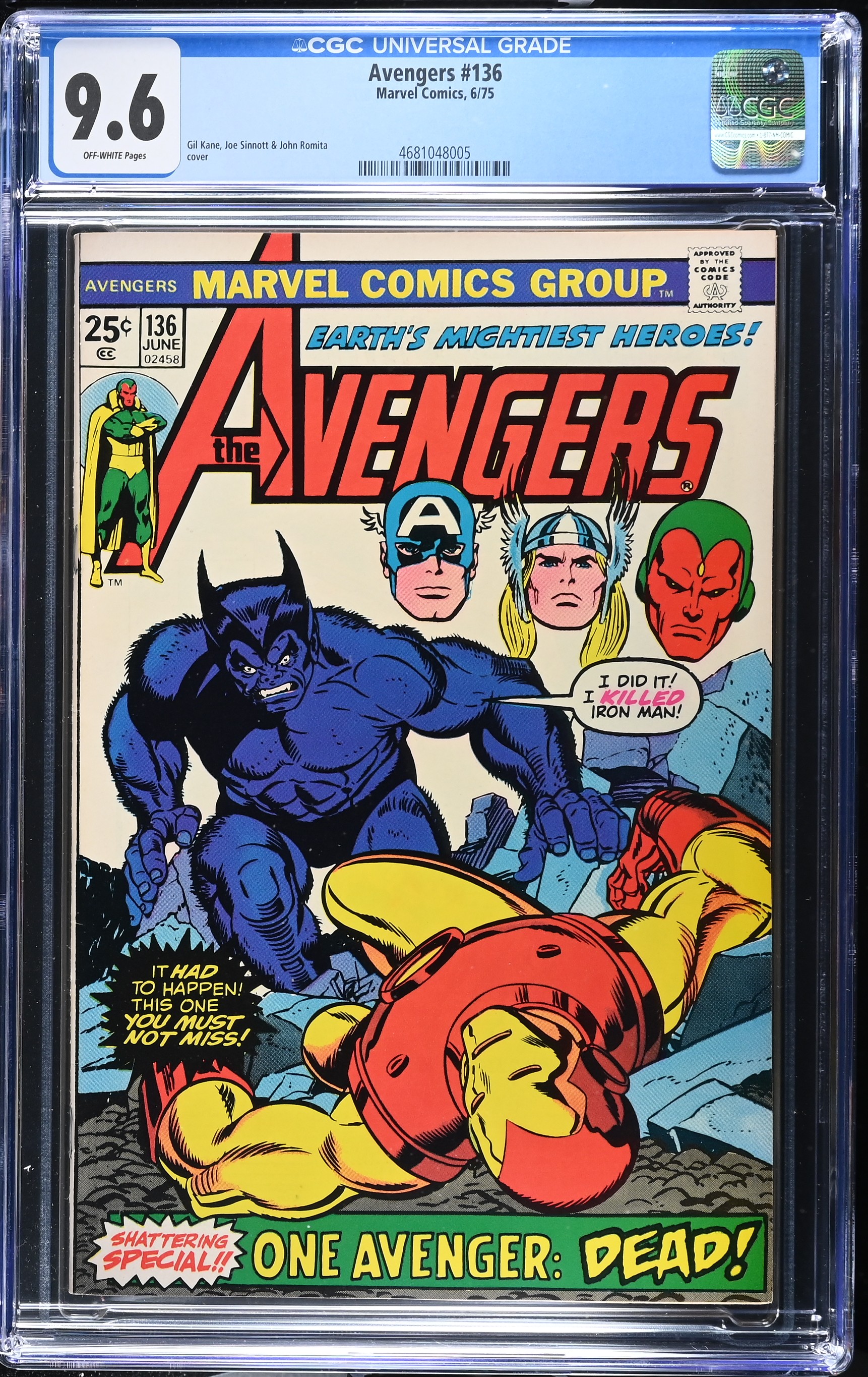 1975 Avengers #136 CGC 9.6 Marvel Comics