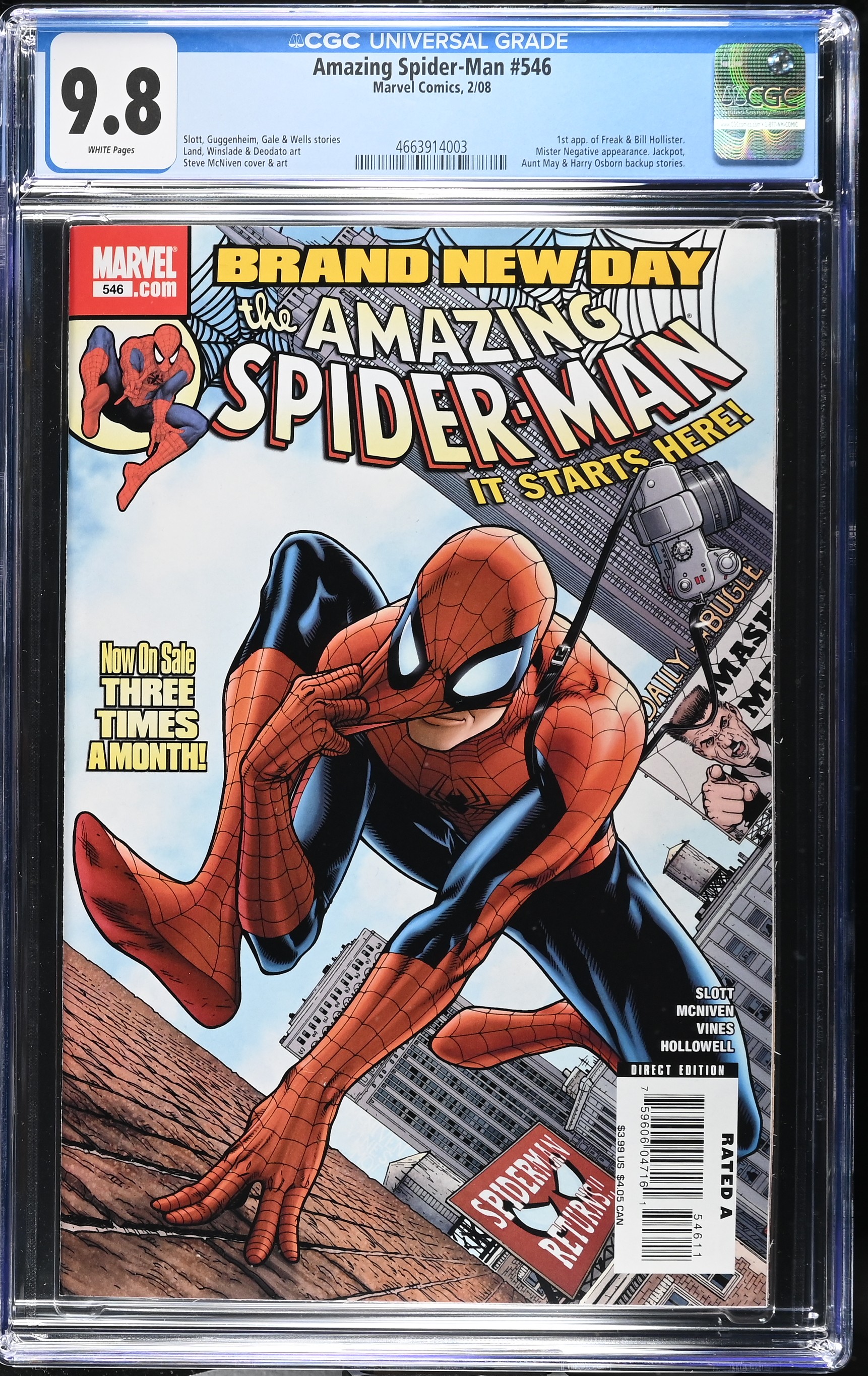 2008 Amazing Spider-Man #546 CGC 9.8 Marvel Comics
