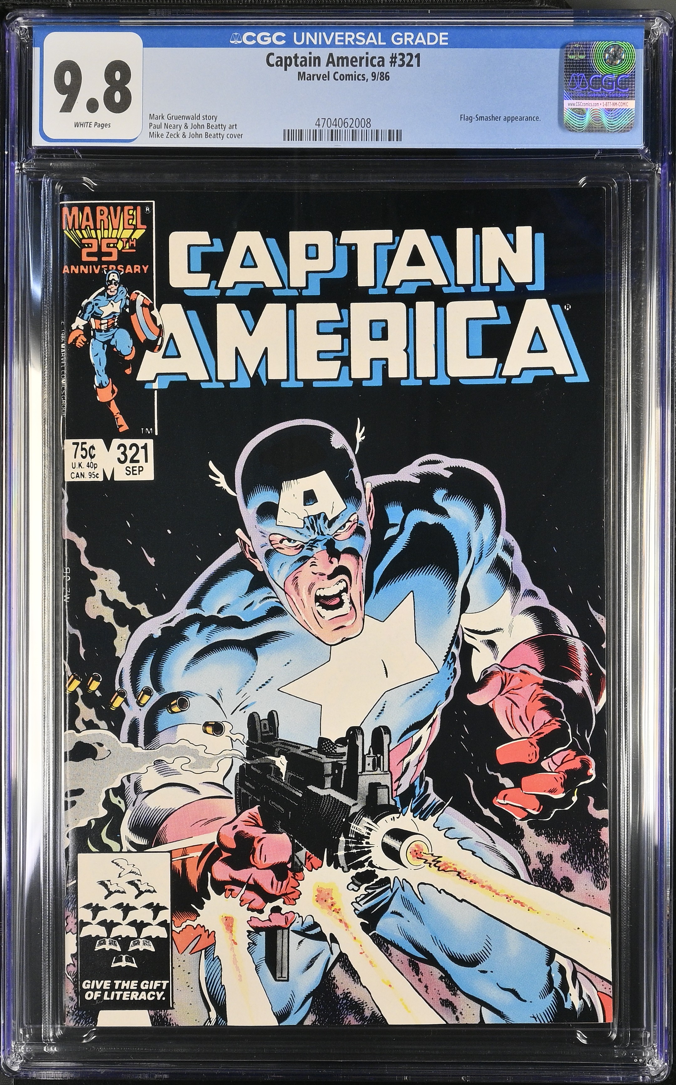1986 Captain America #321 CGC 9.8 Marvel Comics