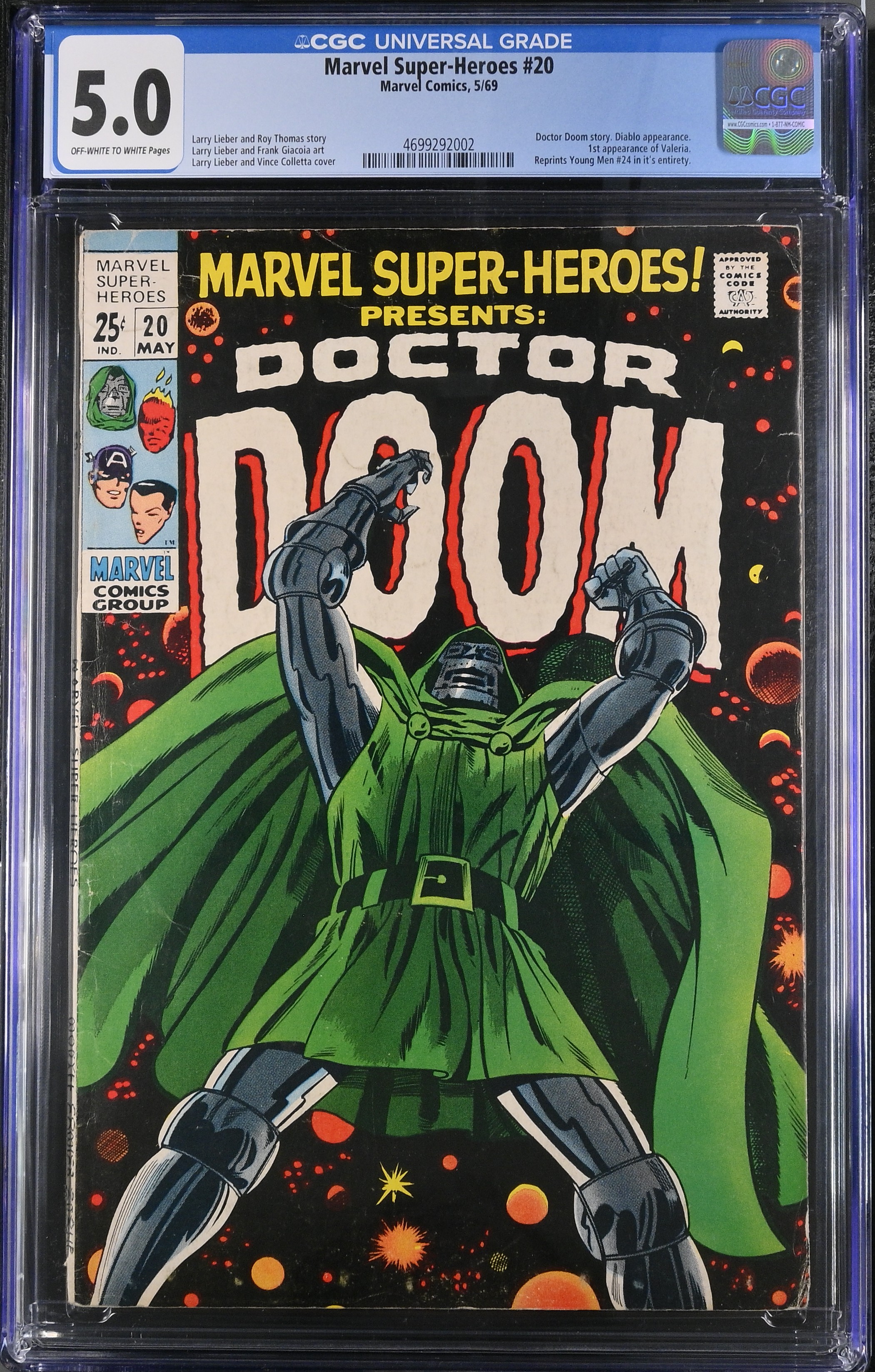 1969 Marvel Super-Heroes #20 CGC 5 Marvel Comics