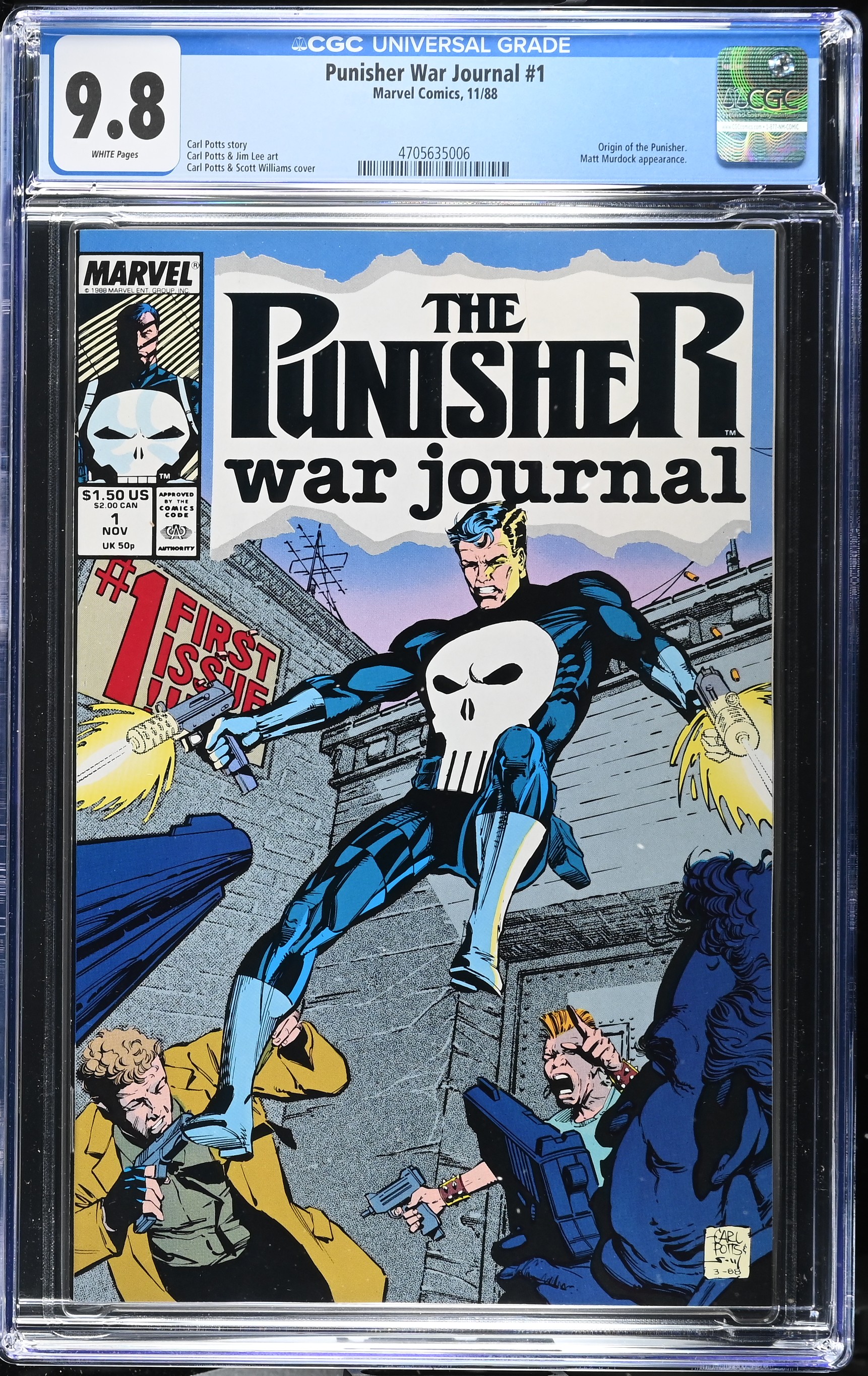 1988 Punisher War Journal #1 CGC 9.8 Marvel Comics