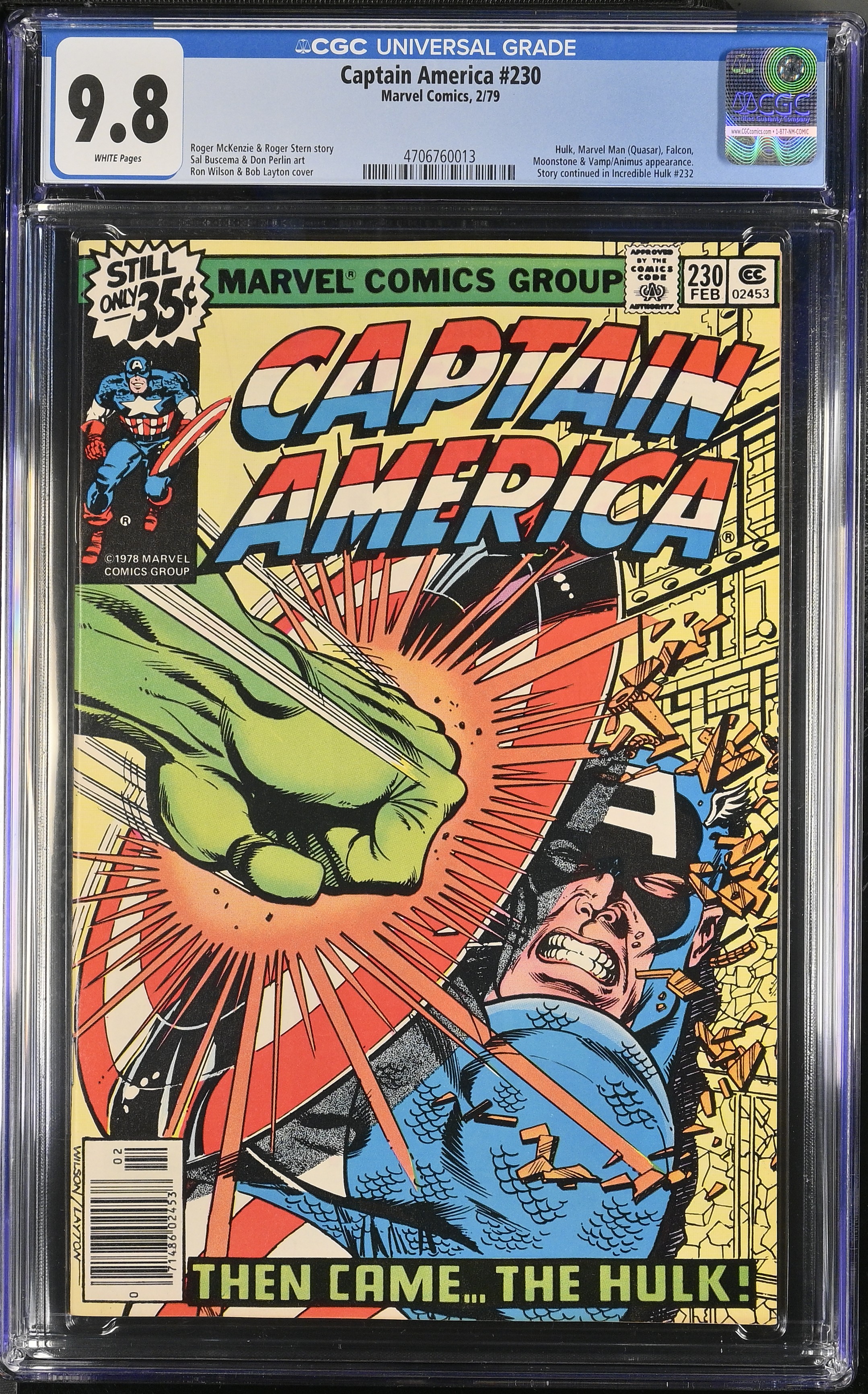 1979 Captain America #230 CGC 9.8 Marvel Comics