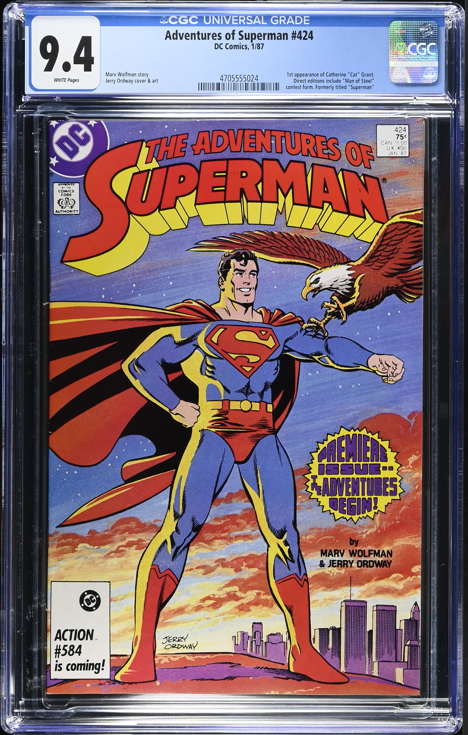 1987 Adventures of Superman #424 CGC 9.4 DC Comics