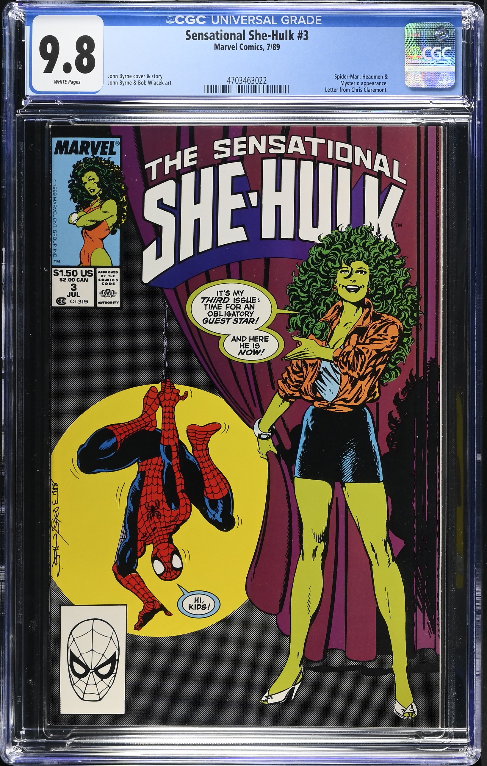 1989 Sensational She-Hulk #3 CGC 9.8 Marvel Comics