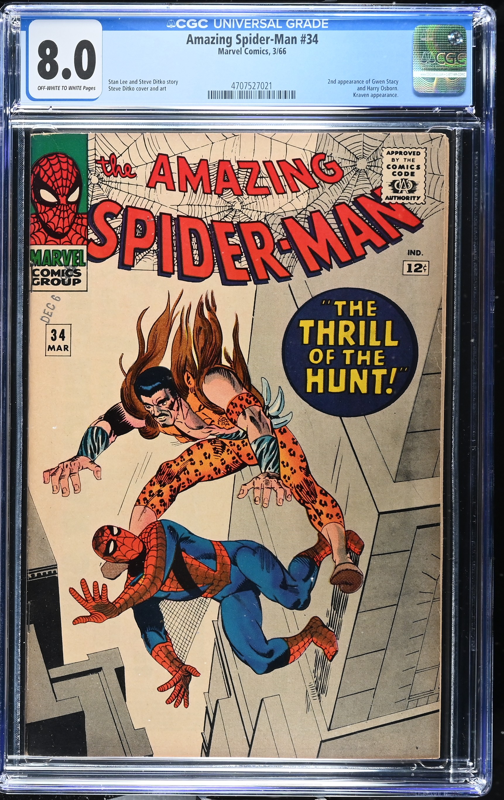 1966 Amazing Spider-Man #34 CGC 8 Marvel Comics