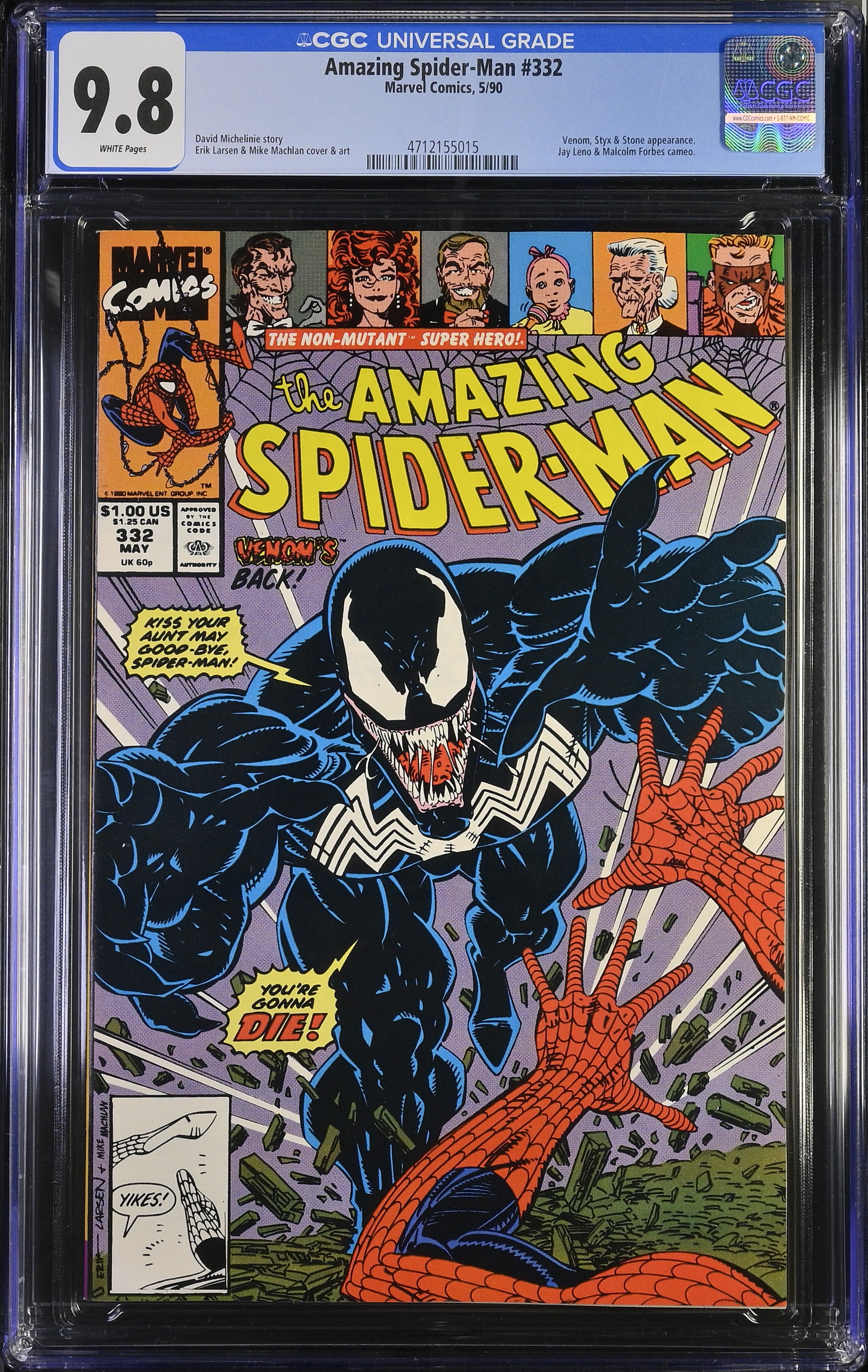 1990 Amazing Spider-Man #332 CGC 9.8 Marvel Comics