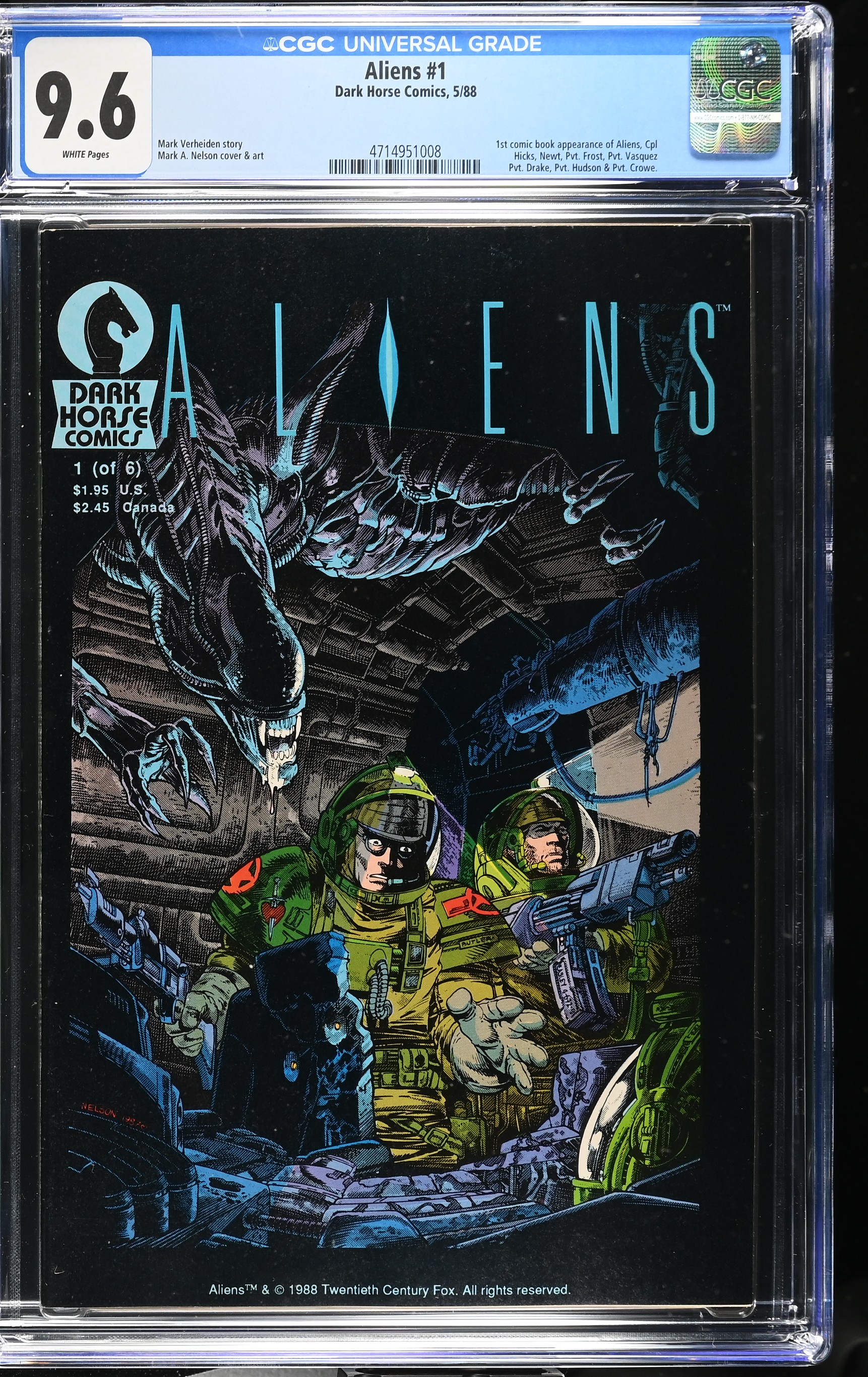 1988 Aliens #1 CGC 9.6 Dark Horse Comics