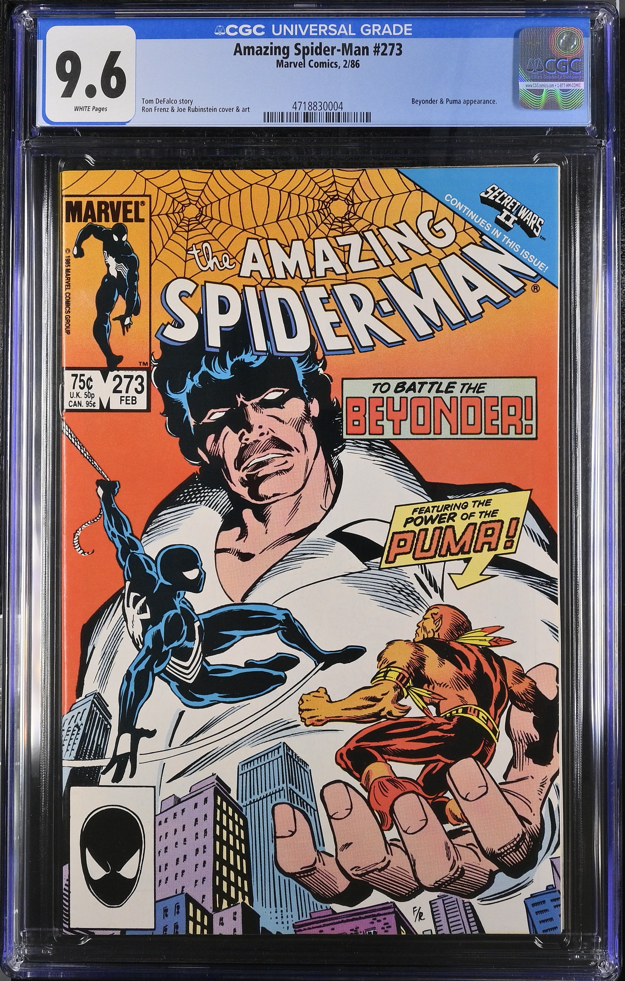 1986 Amazing Spider-Man #273 CGC 9.6 Marvel Comics