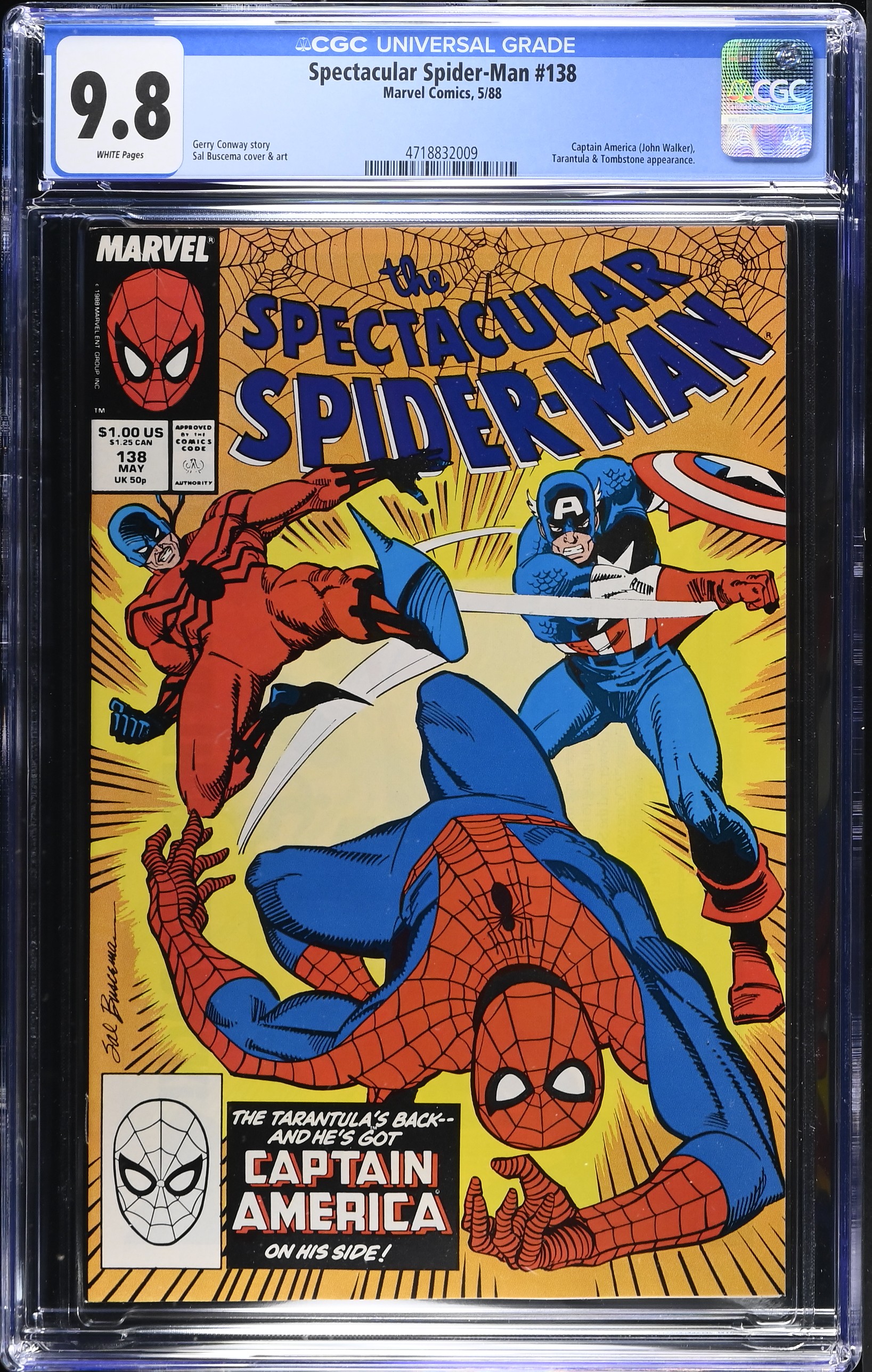 1988 Spectacular Spider-Man #138 CGC 9.8 Marvel Comics