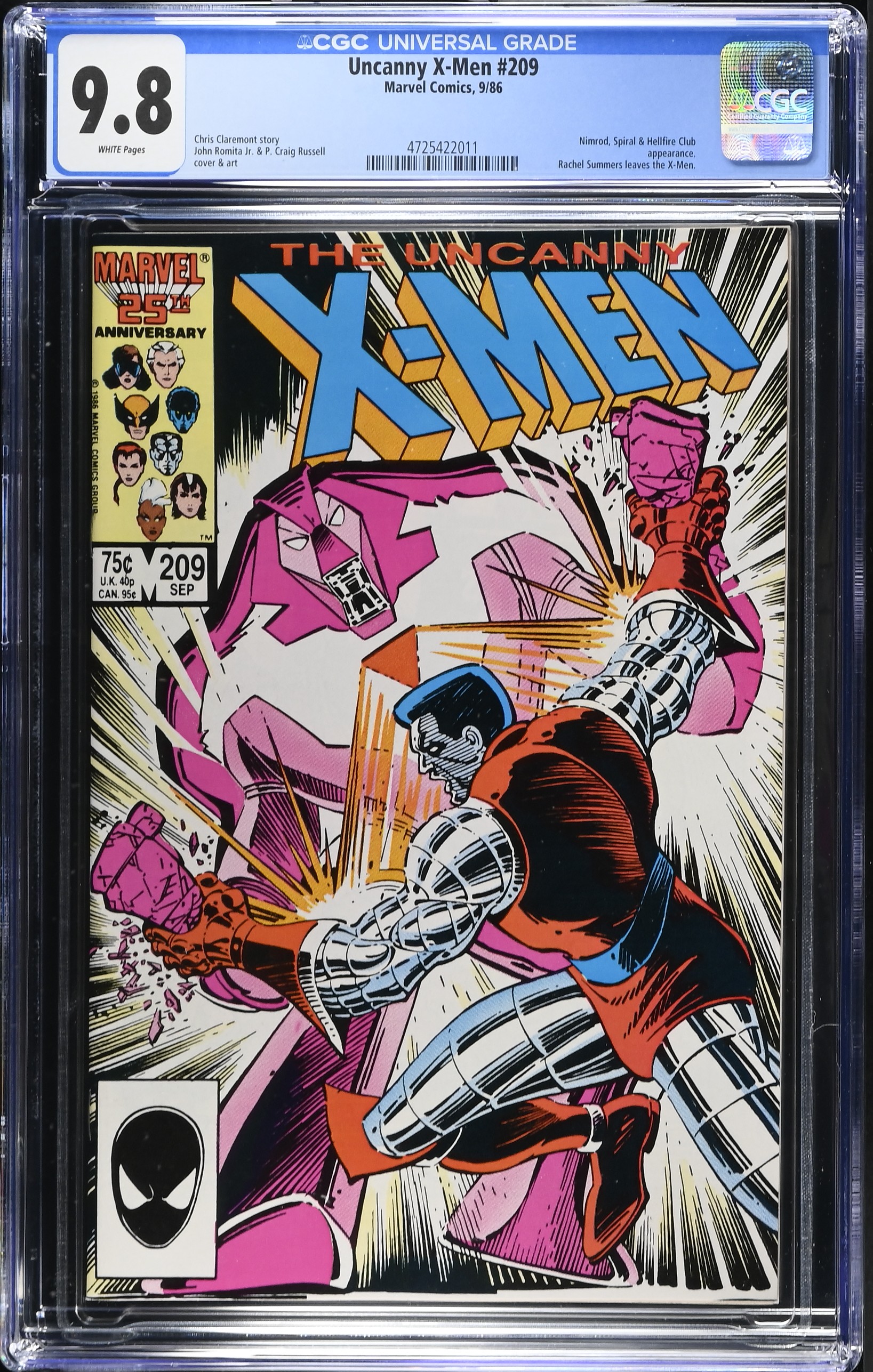 1986 Uncanny X-Men #209 CGC 9.8 Marvel Comics