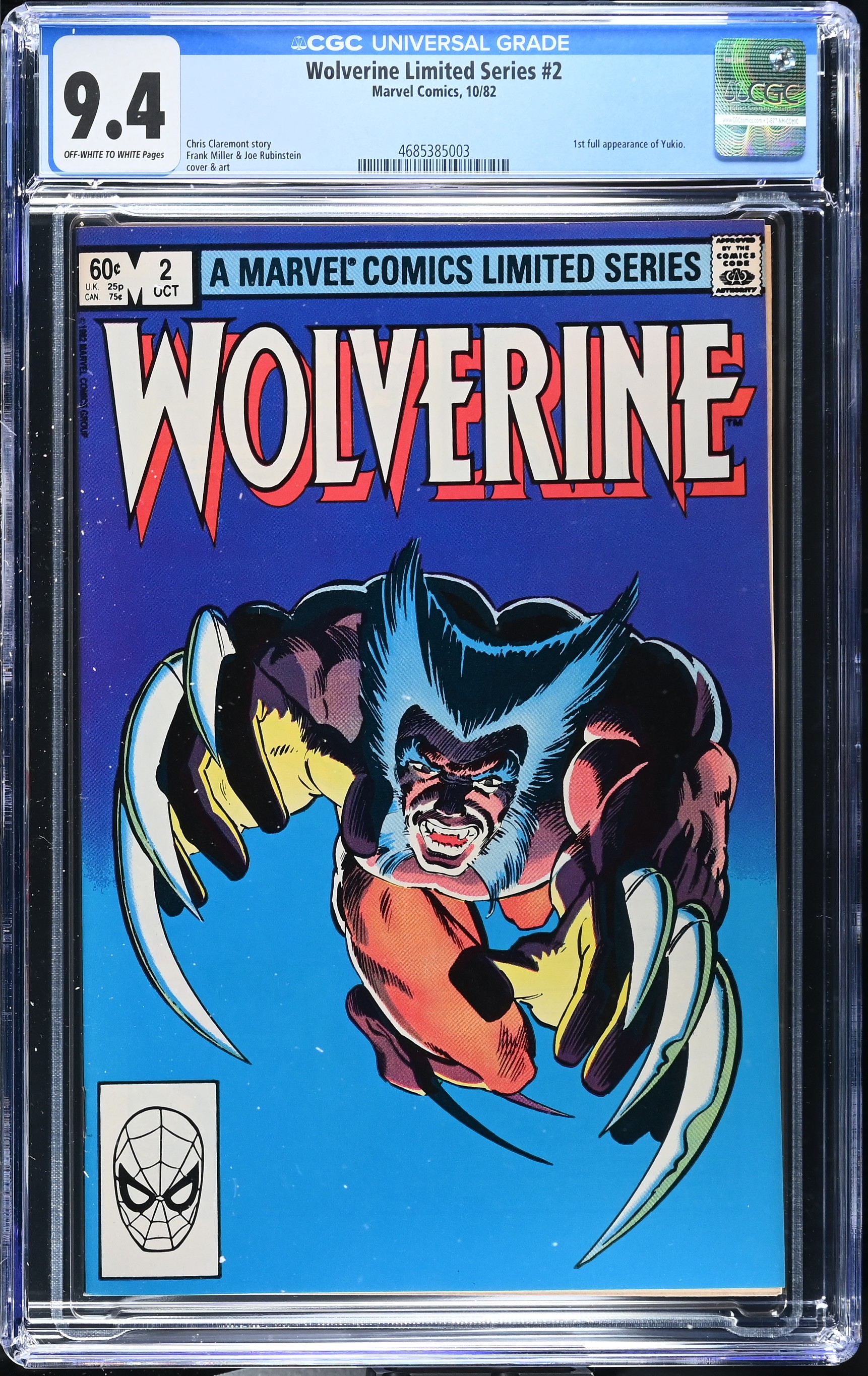 1982 Wolverine Limited Series #2 CGC 9.4 Marvel Comics
