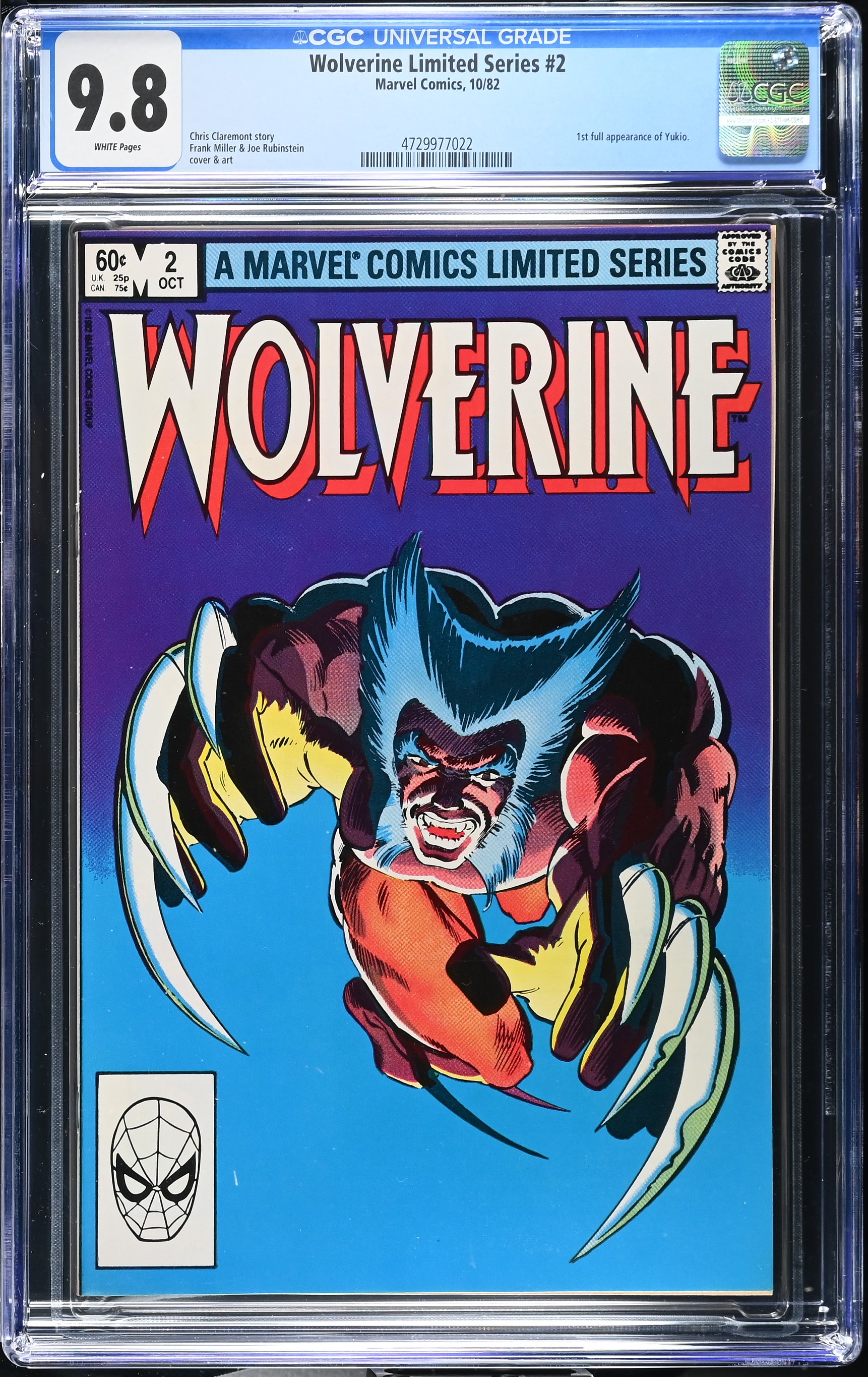 1982 Wolverine Limited Series #2 CGC 9.8 Marvel Comics