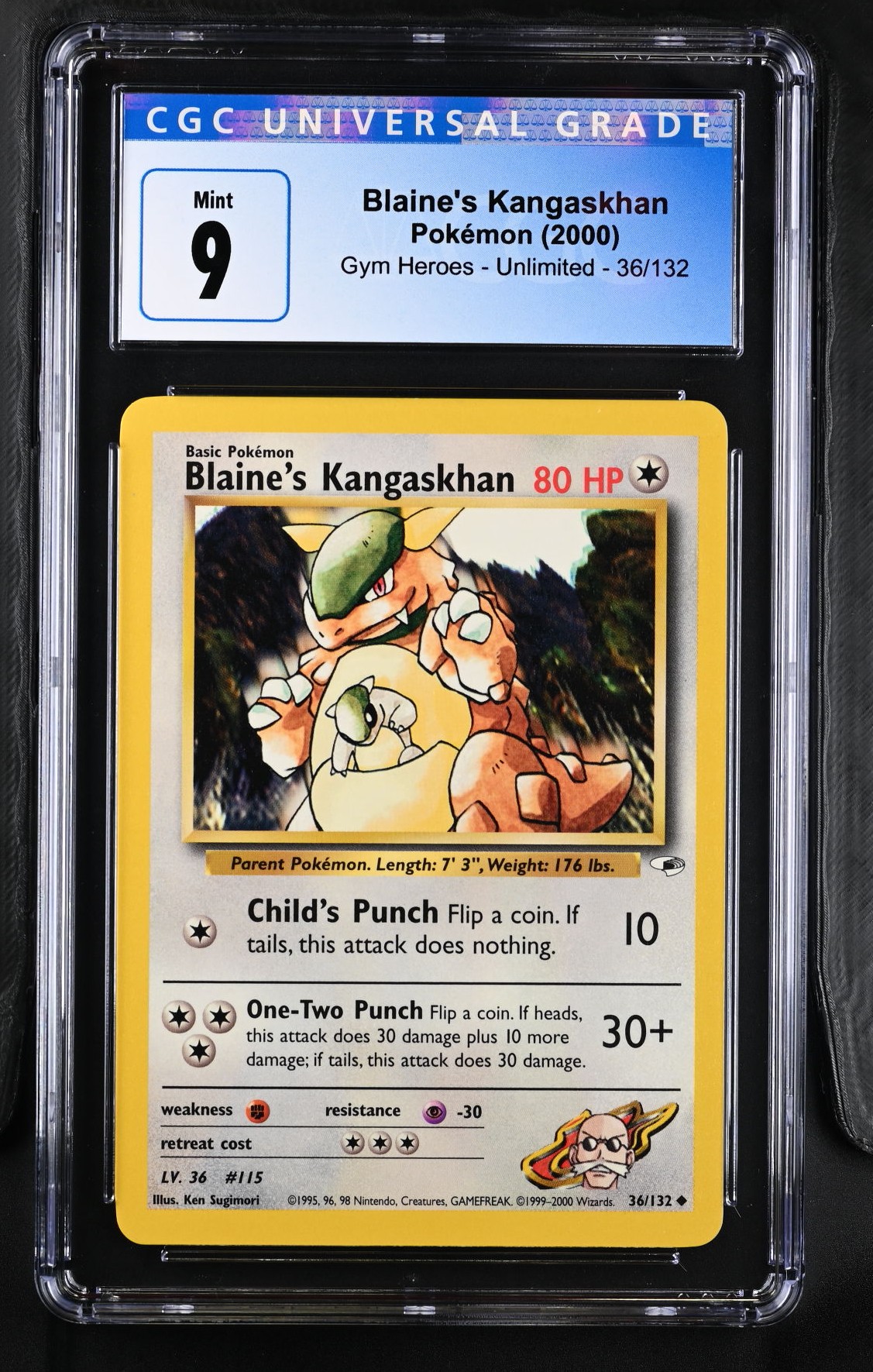 2000 #36 Blaine'S Kangaskhan CGC 9 Gym Heroes - Unlimited - English
