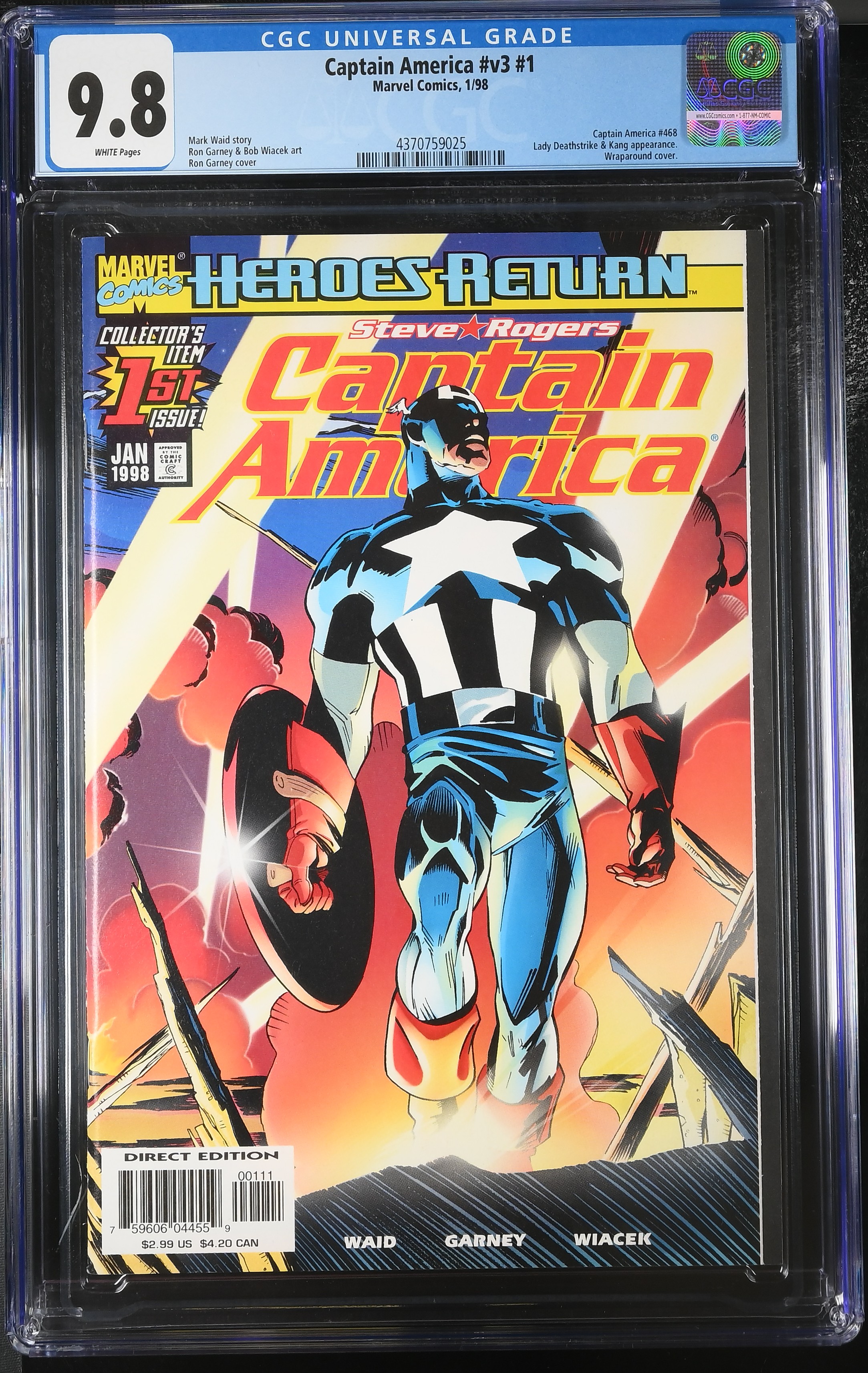 1998 Captain America #v3 #1 CGC 9.8 Marvel Comics