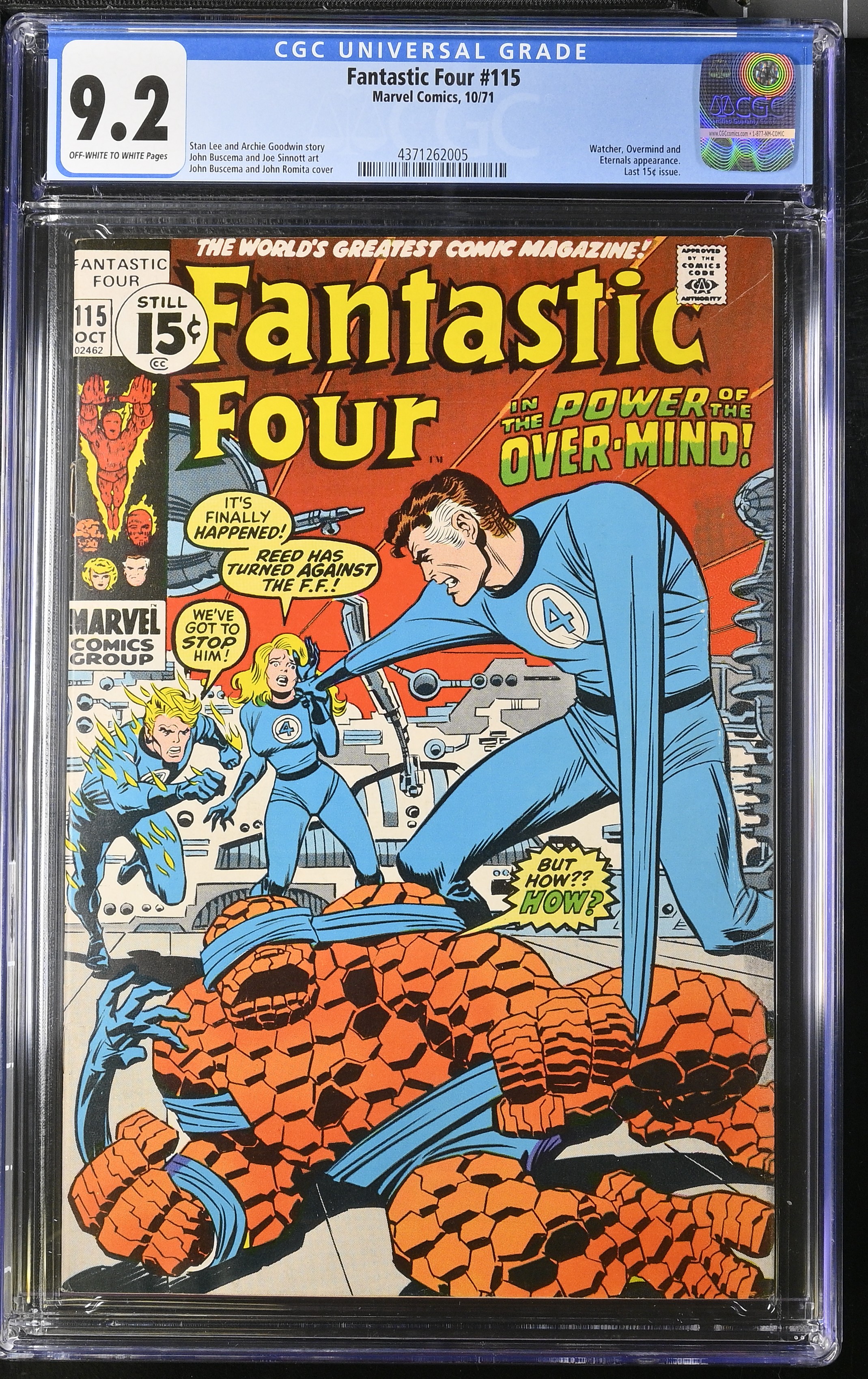 1971 Fantastic Four #115 CGC 9.2 Marvel Comics