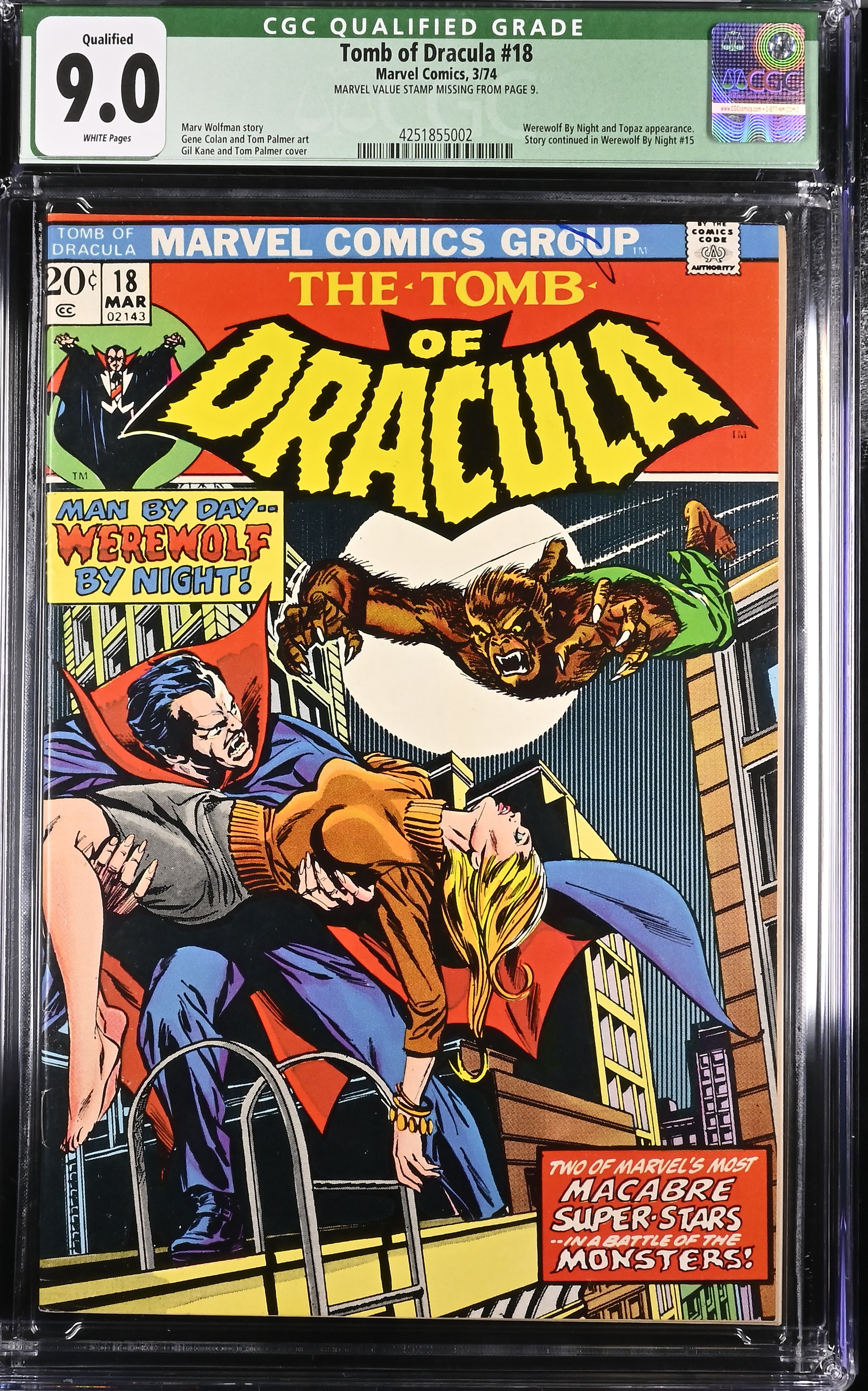 1974 Tomb of Dracula #18 CGC 9 Marvel Comics